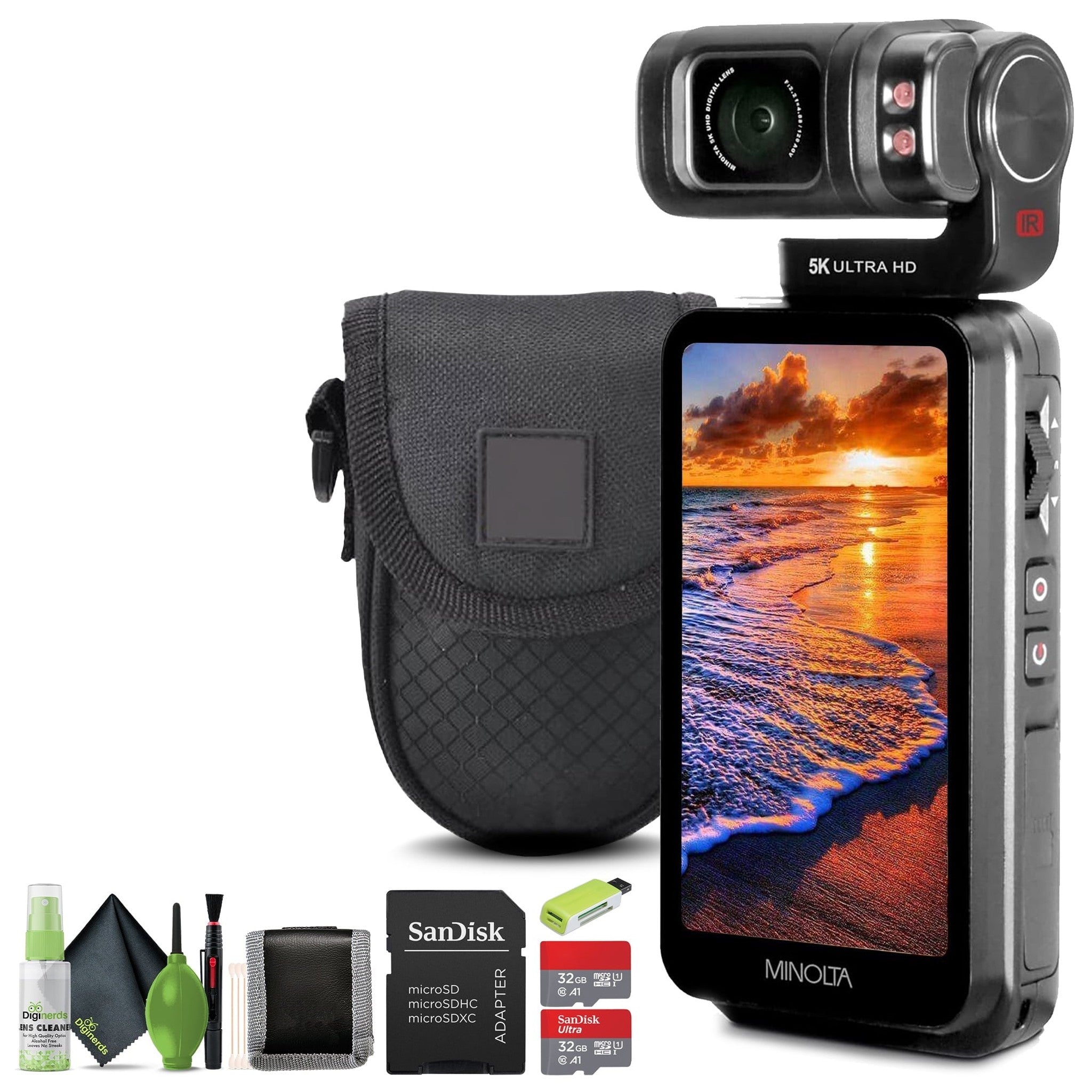 Minolta MN5KGP1 5K Ultra HD 20 MP Handheld Pocket Camcorder w/Motorized Tilting Lens Head Minolta