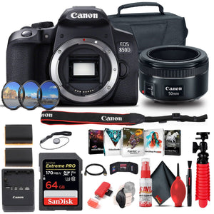 Canon EOS Rebel 850D / T8i DSLR Camera Body Only + Canon EF 50mm Lens + 64GB Advanced Bundle