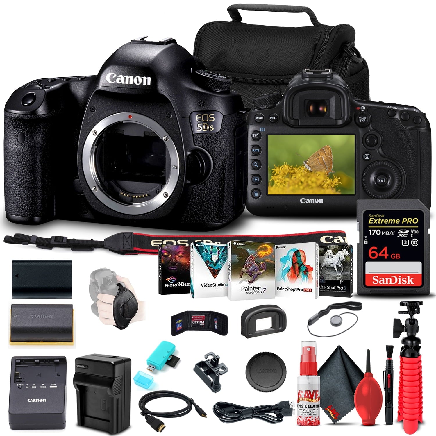 Canon EOS 5DS DSLR Camera (Body) (0581C002) + 64GB Memory Card Starter Bundle