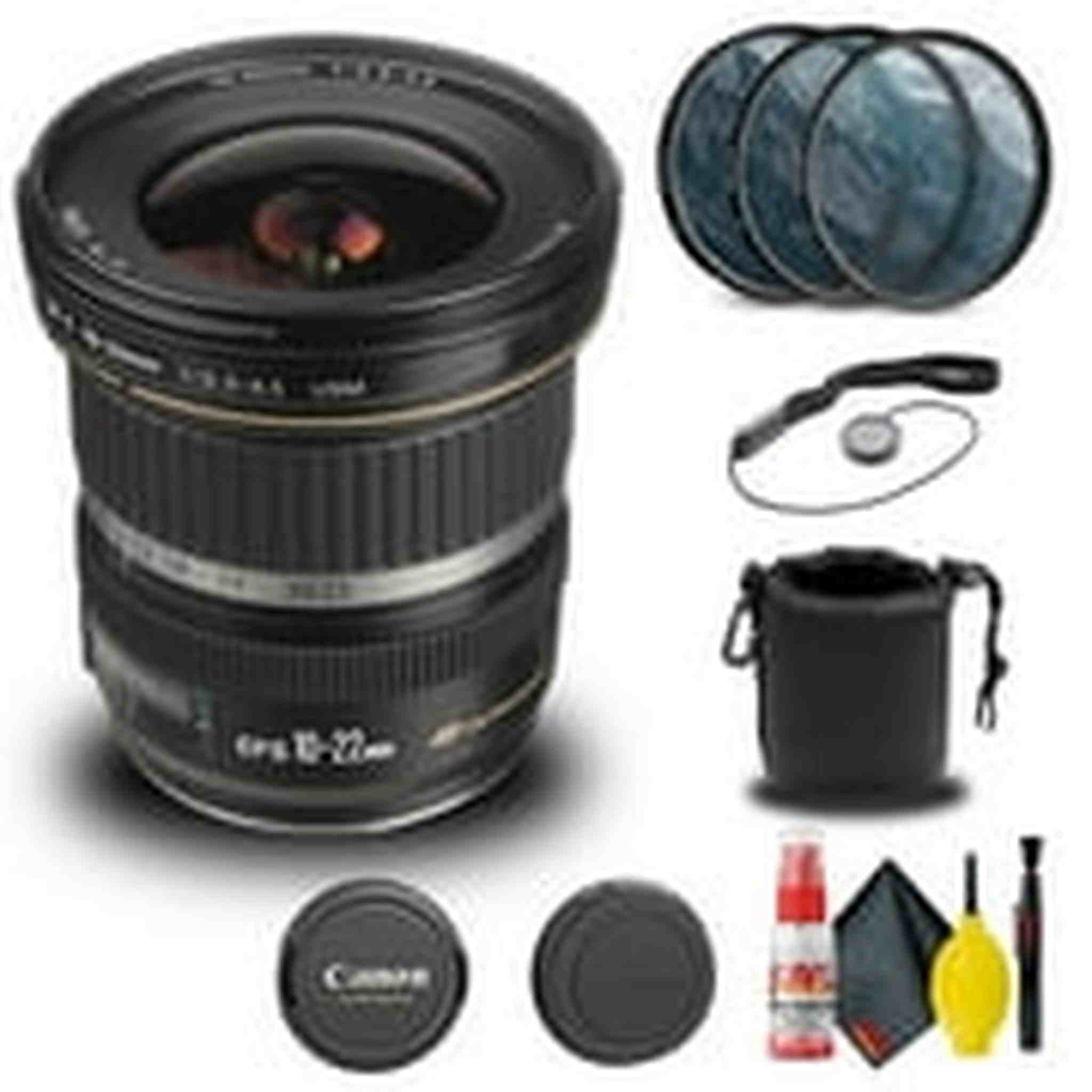 Canon EF-S 10-22mm f/3.5-4.5 USM Lens 9518A002 + Filter + Lens Pouch + More