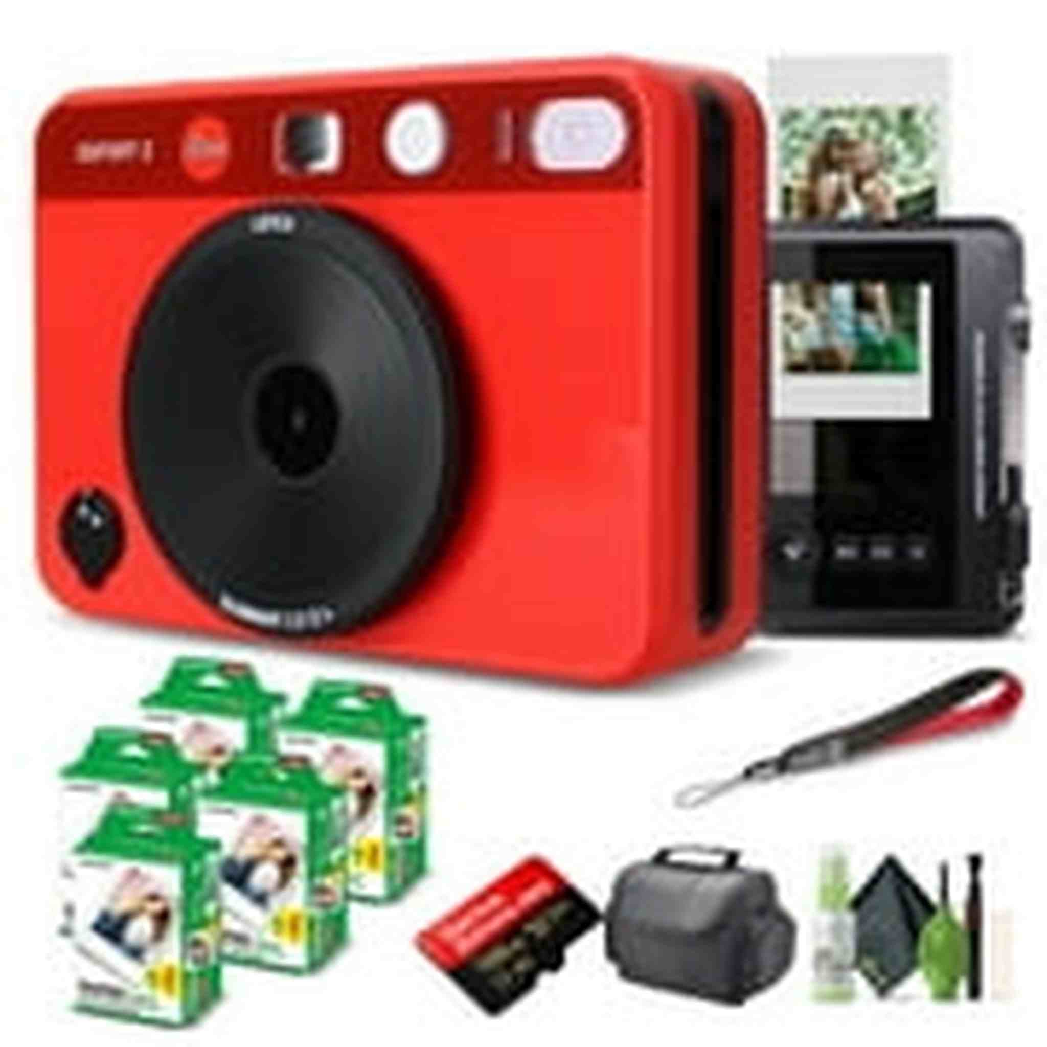 Leica Sofort 2 Hybrid Instant and Digital Camera + Instant Film 100 Sheets Red Leica