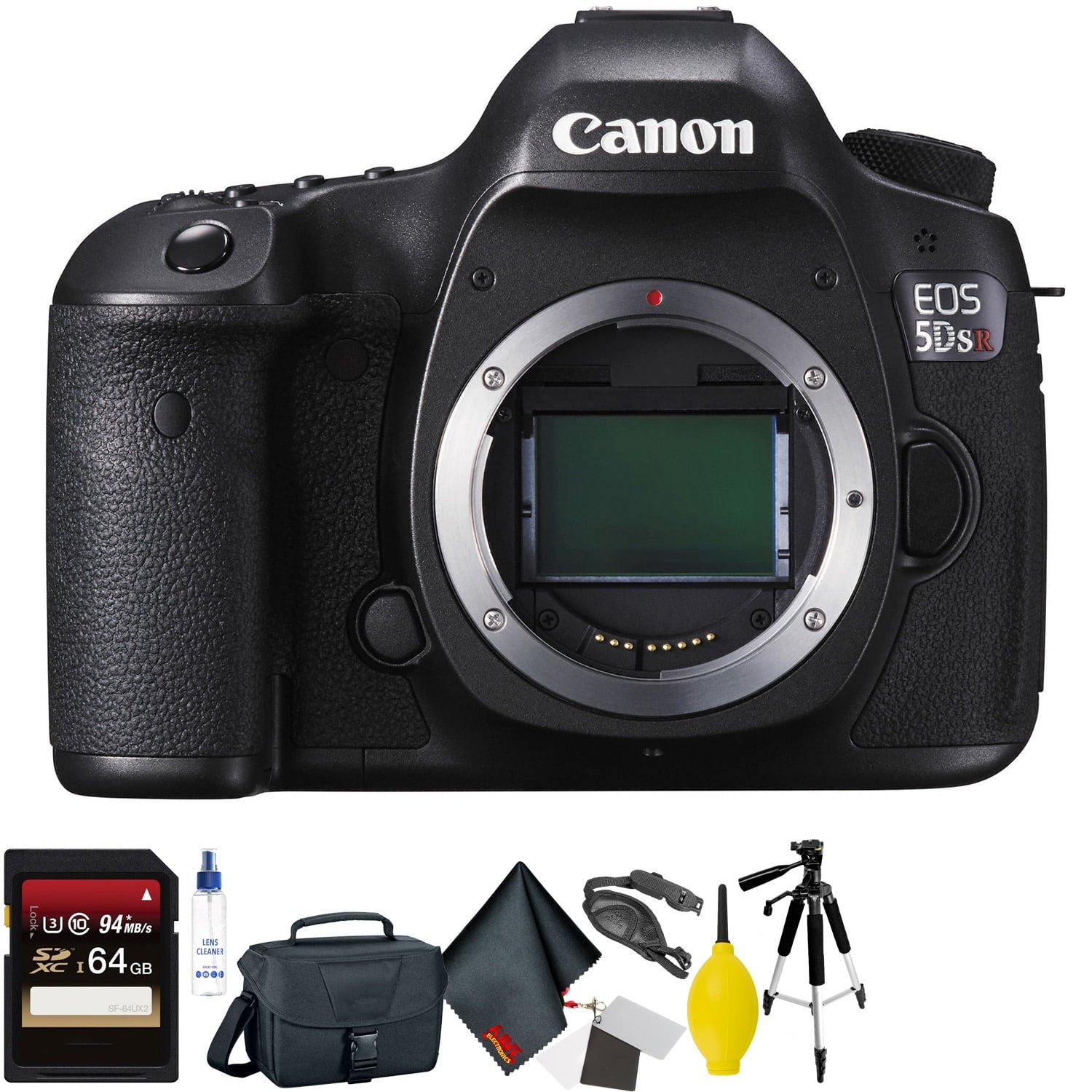 Canon EOS 5DS R DSLR Camera Body Only + 64GB Memory Card + Mega Accessory Kit + 2 Year Accidental Warranty