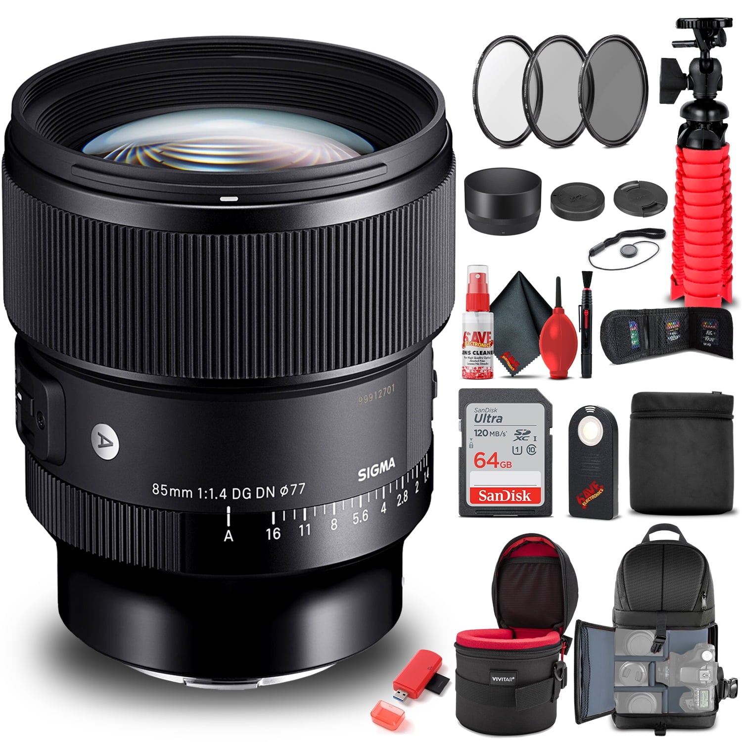 Sigma 85mm f/1.4 DG DN Art Lens for Sony E (322965) Bundle