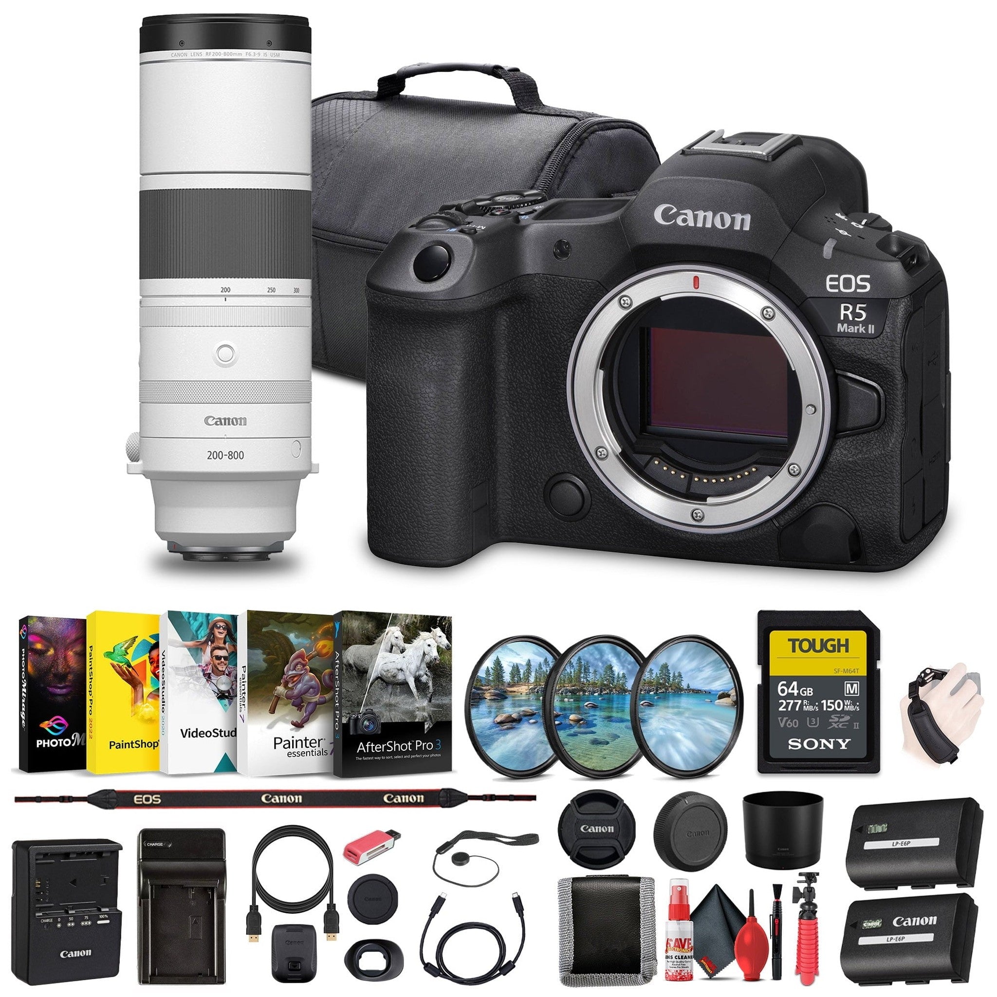 Canon - EOS R5 Mark II Mirrorless Camera, 45MP, Full-Frame Hybrid Camera, 8K Video Bundle