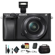 Sony Alpha a6300 Mirrorless Camera with 16-50mm Lens Black ILCE6300L/B With Soft Bag, 64GB Memory Card, Card Reader , Plus Essential Accessories