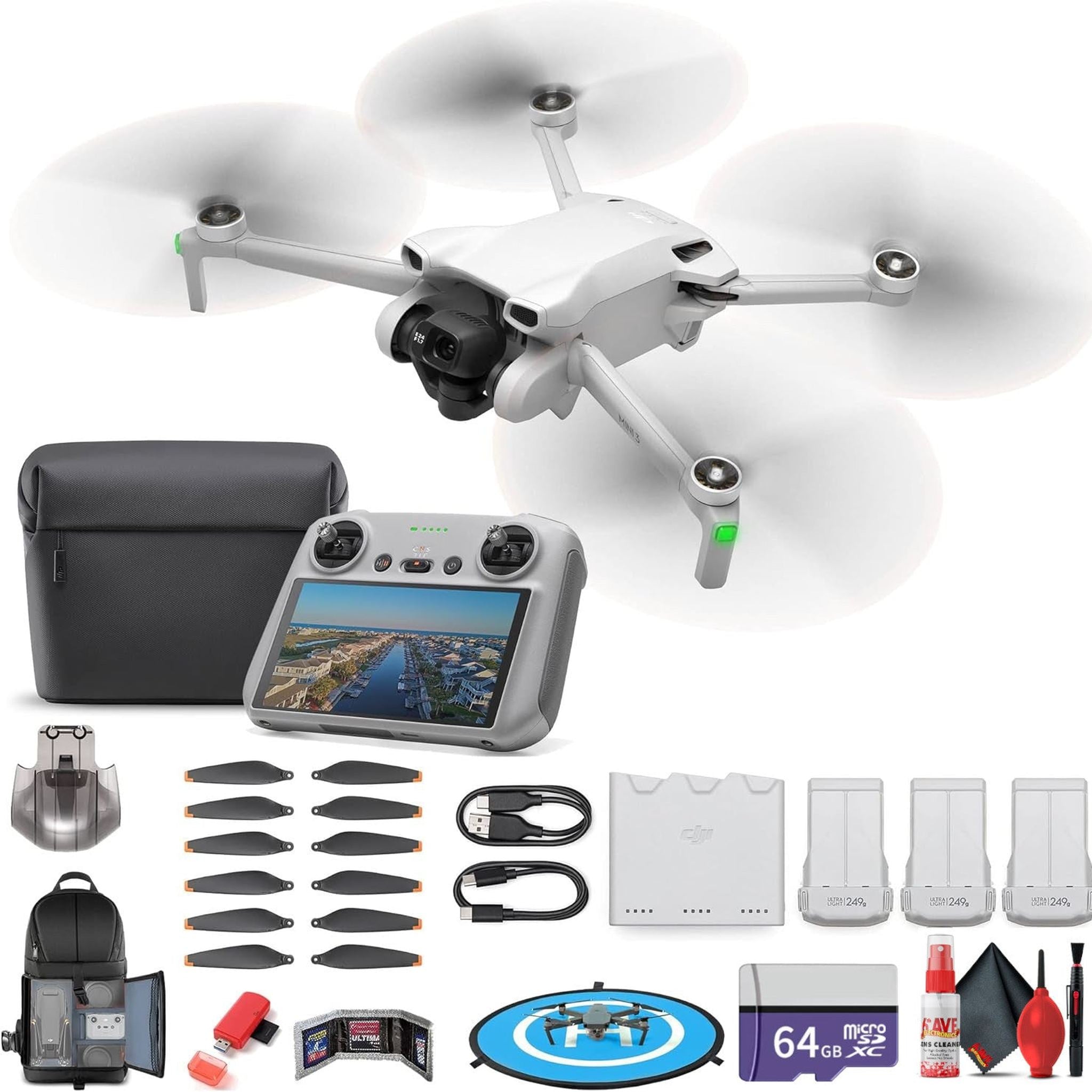 DJI Mini 3 with DJI RC Remote Fly More Combo CP.MA.00000613.01 + 64GB Card + More