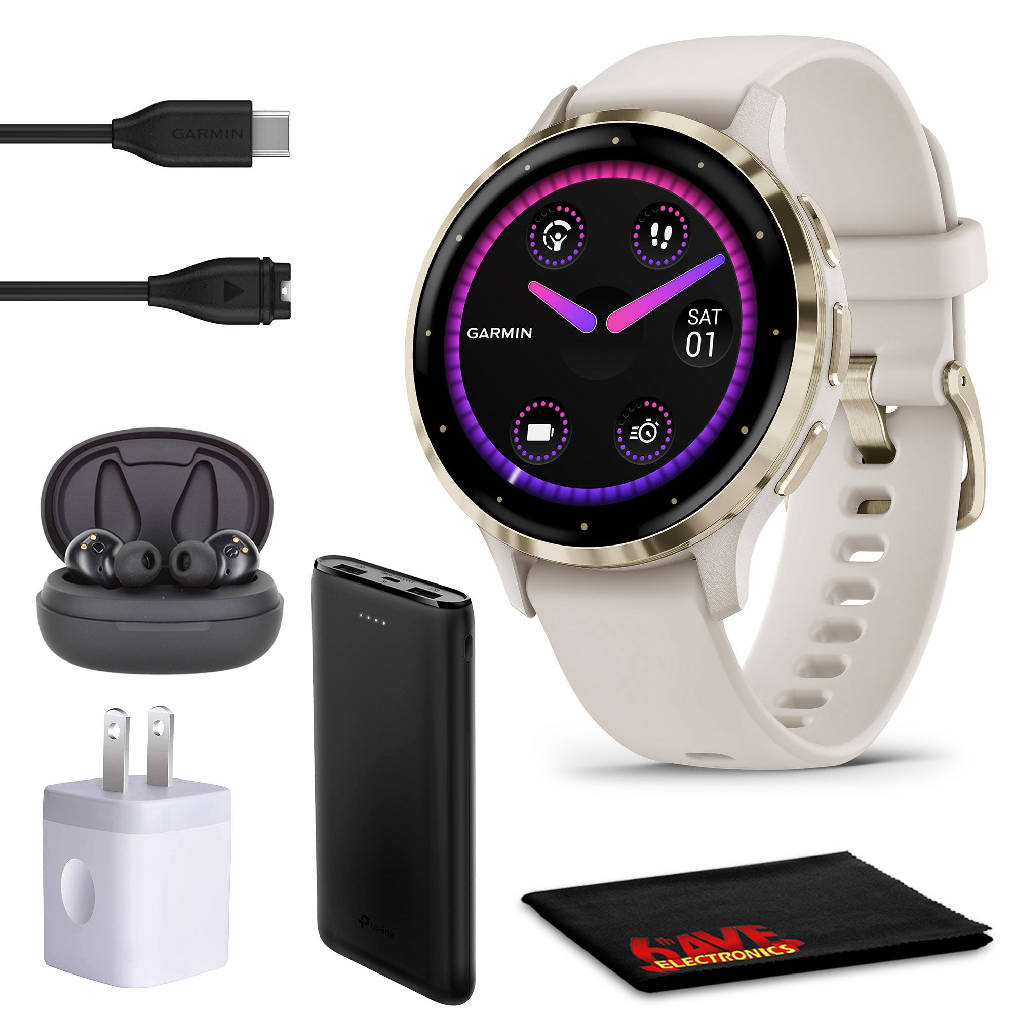 GarminVenu 3S Advanced Fitness & Health Tracker Smart Watch - Ivory Case