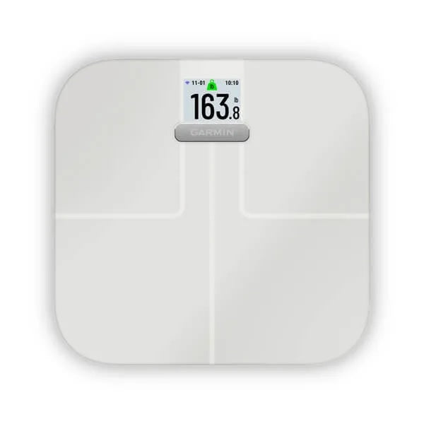 Garmin Index S2, Smart Scale with Wireless Connectivity, Measure Body Fat, Muscle, Bone Mass, Body Water% and More, White
