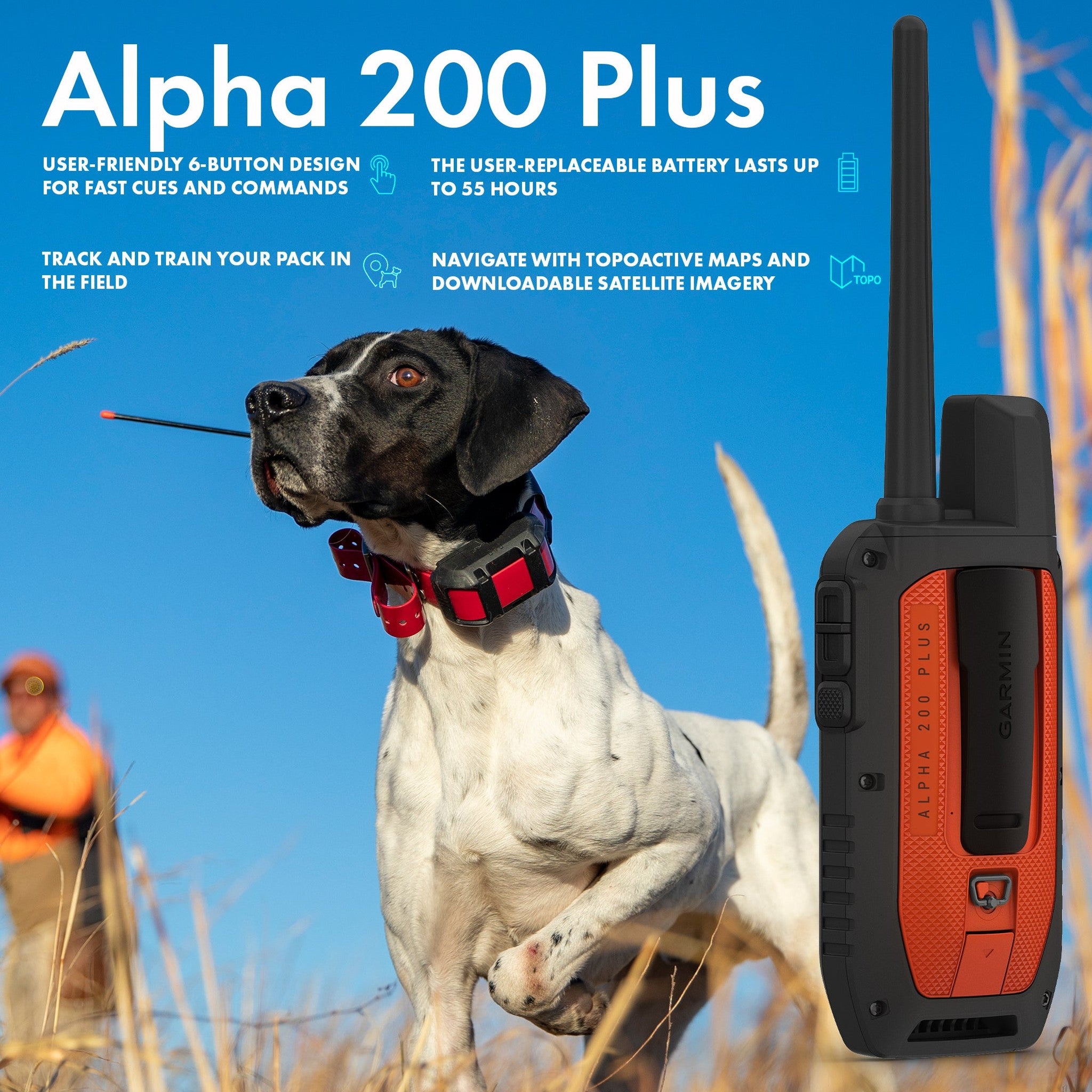 Garmin Alpha® 200 Plus, Rugged GPS Handheld, Track and Train Up to 20 Dogs, Sunlight Readable 3.5-inch Color Touchscreen Display