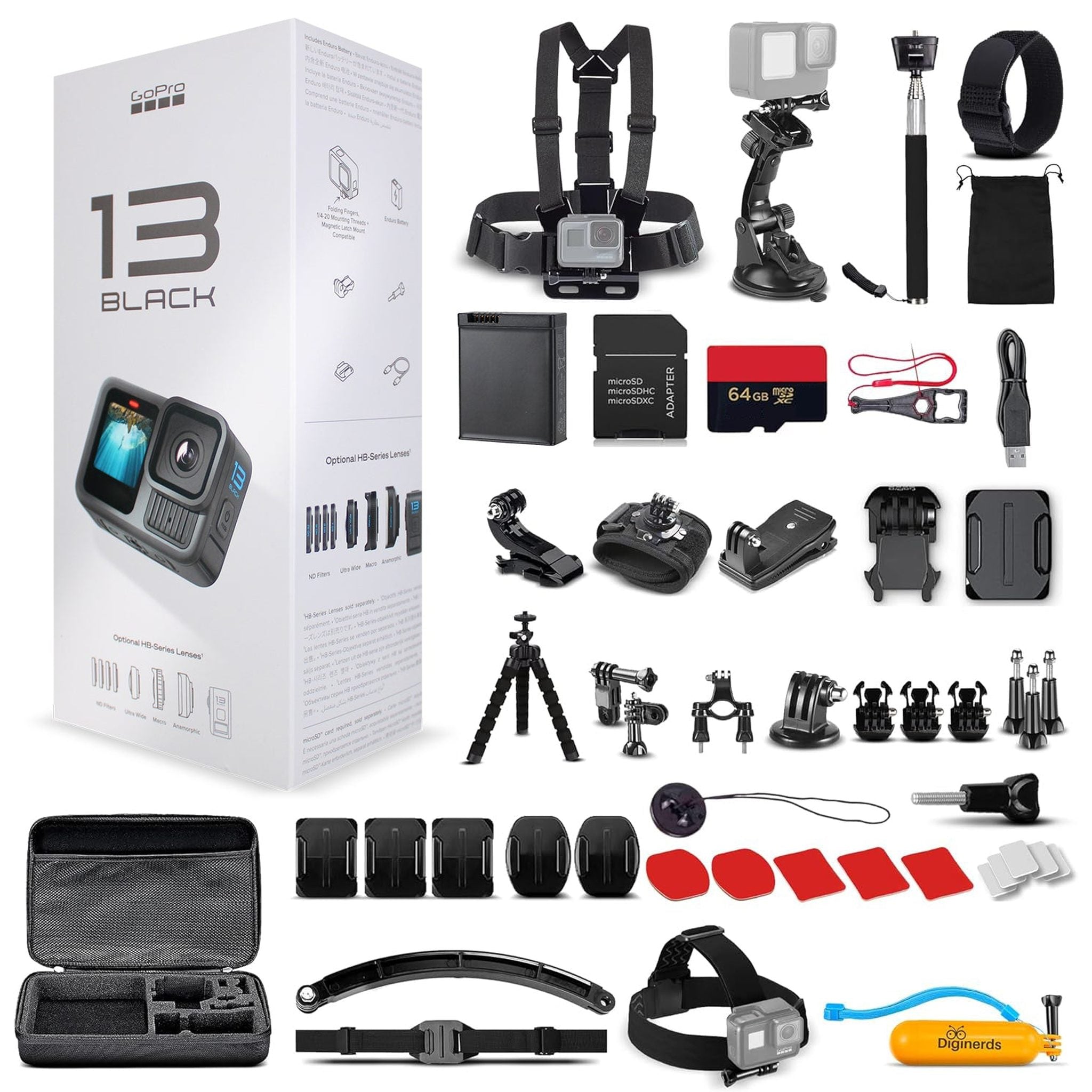 GoPro HERO13 - Waterproof Action Camera + 64GB Card and 50 Piece Accessory Kit