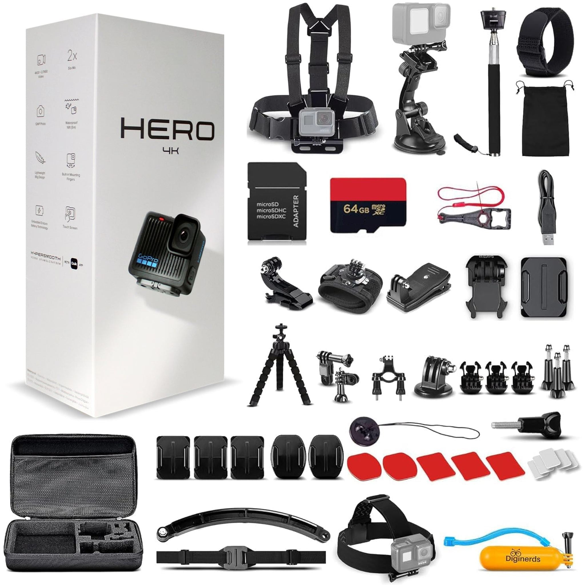 Go Pro HERO Compact - Waterproof Action Camera 50 In 1 Accessory Bundle + More