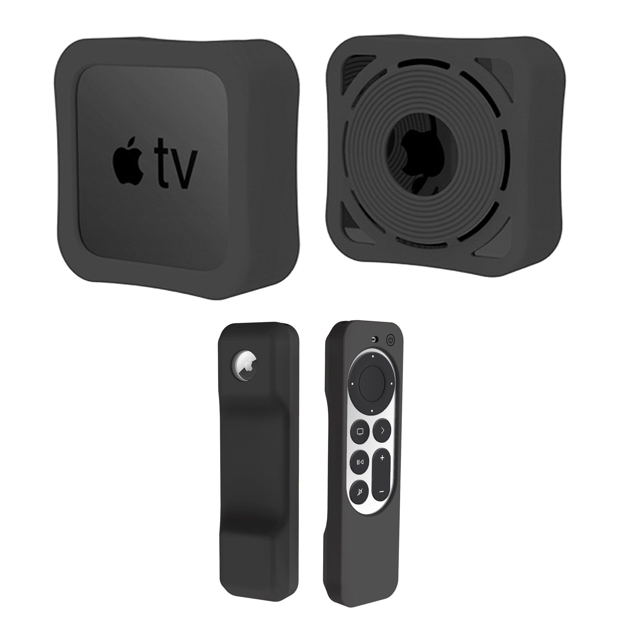 Silicone Case for Apple TV 4K Remote Control & Set-top Box case - Black 6Ave