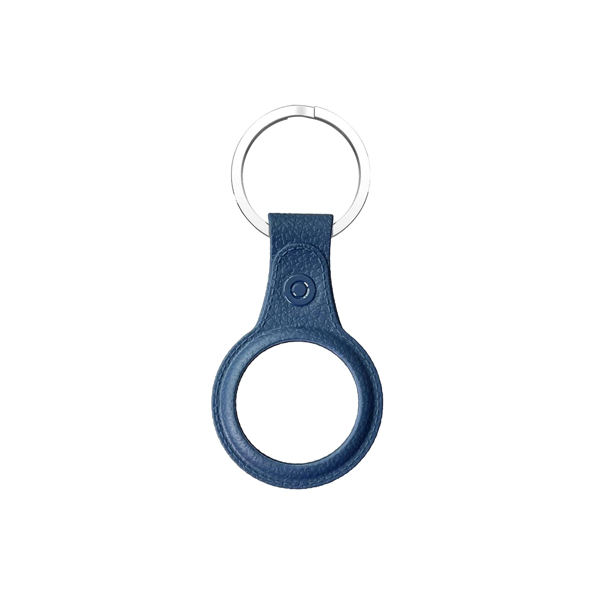 AirTag TPU Case leather finish with keychain Blue 6Ave
