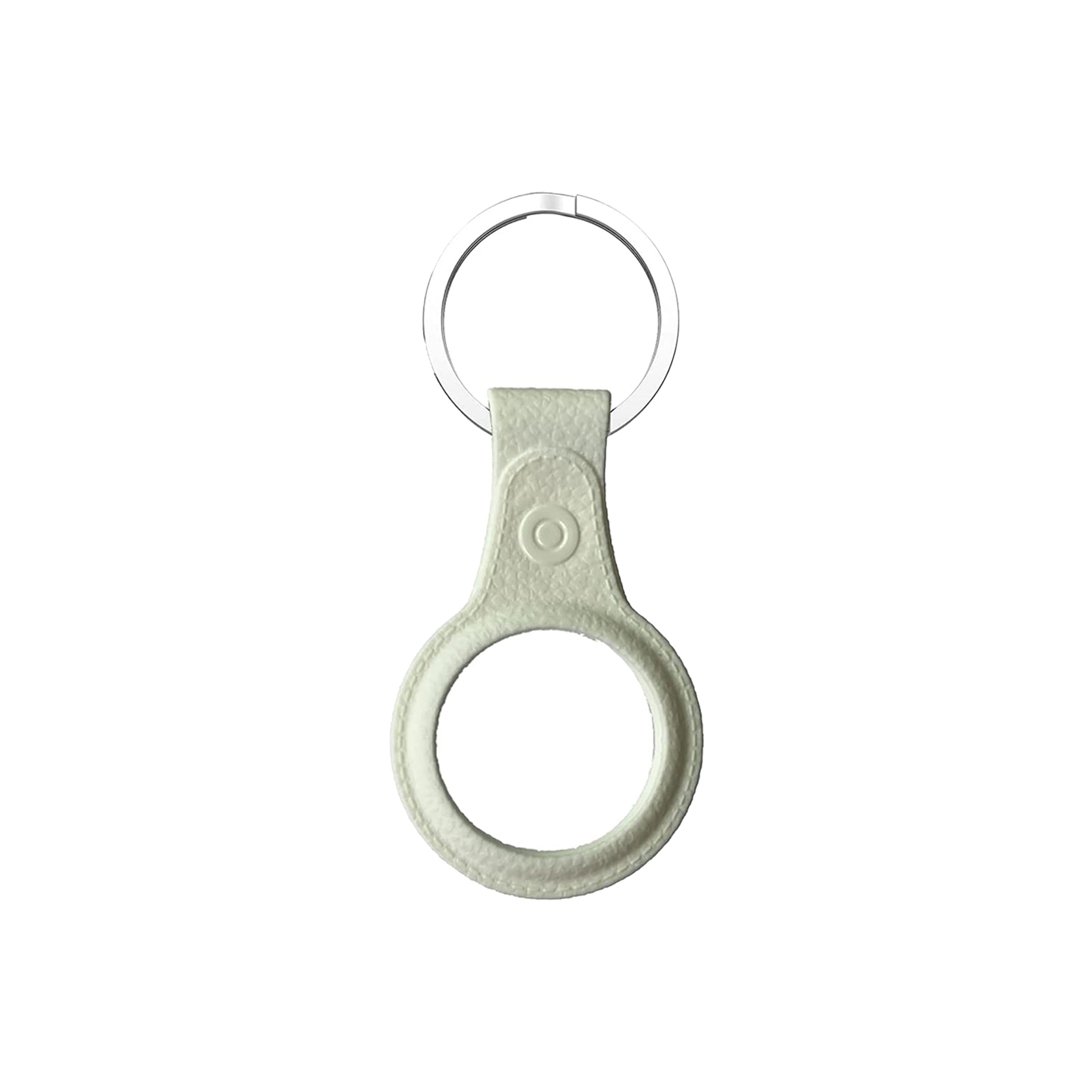 AirTag TPU Case leather finish with keychain White