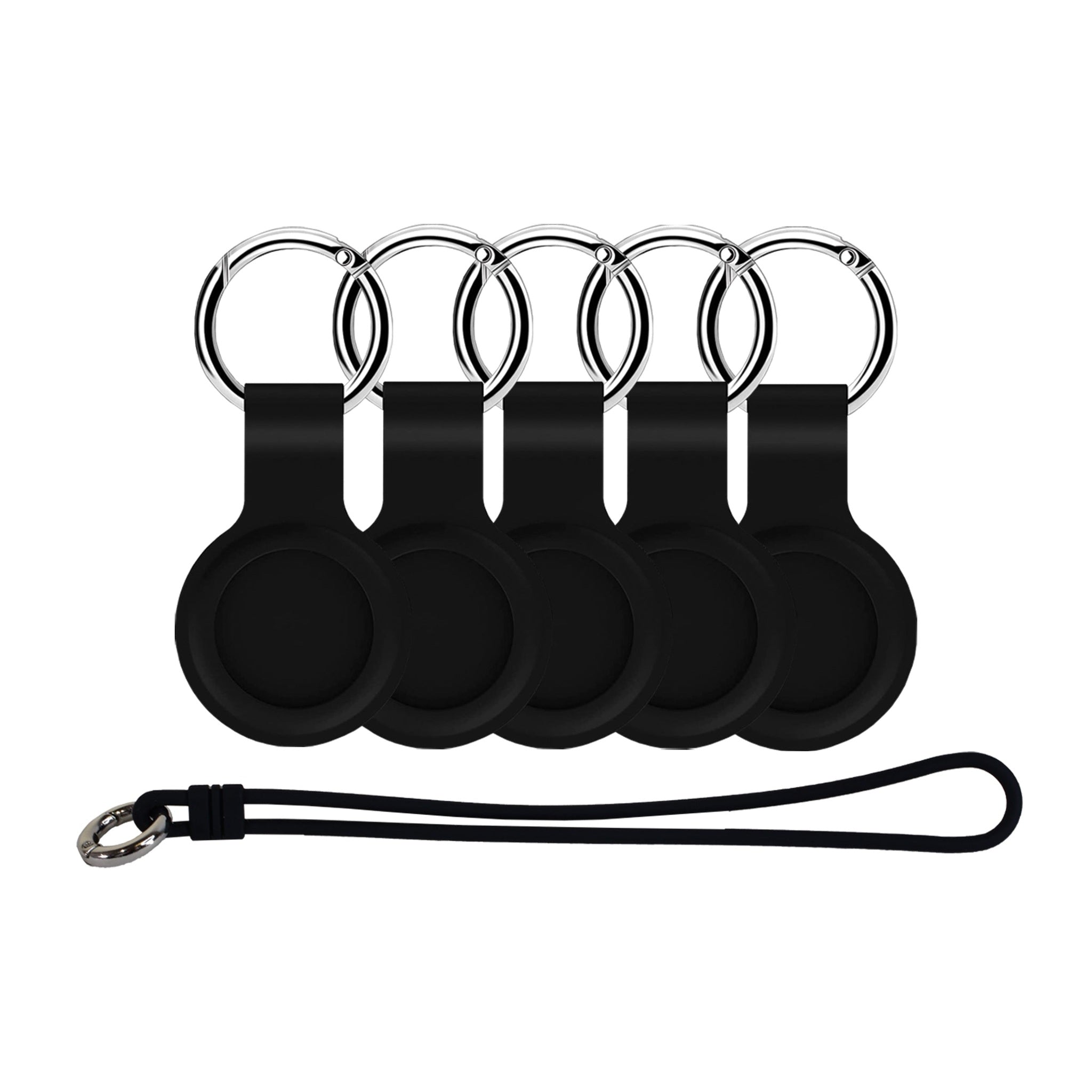 Apple AirTag 5 PC starter kit 4 Silicone Case keychain, 1 Luggage Tag Black 6Ave
