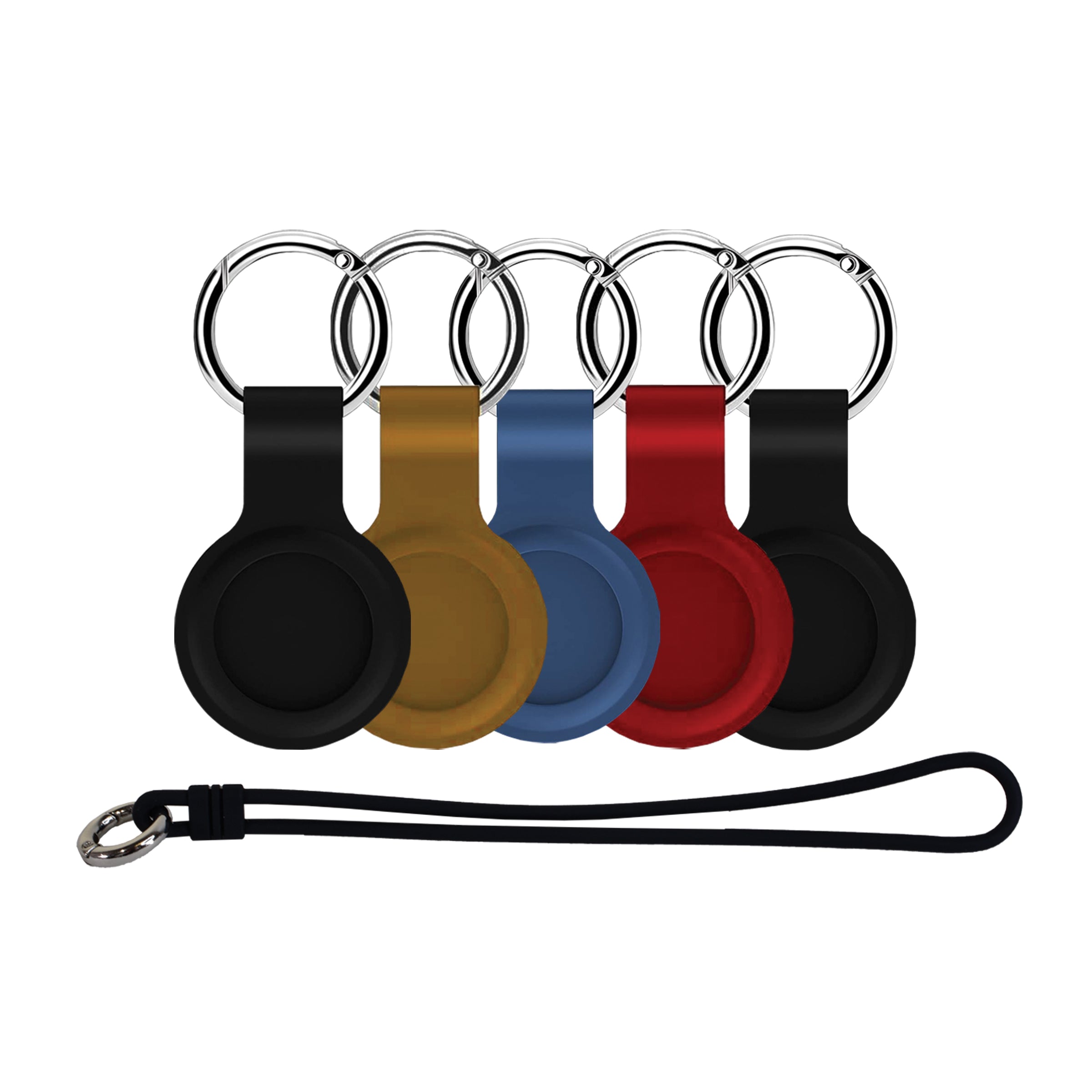 Apple AirTag 5 PC starter kit 4 Silicone Case keychain, 1 Luggage Tag Multi Colors