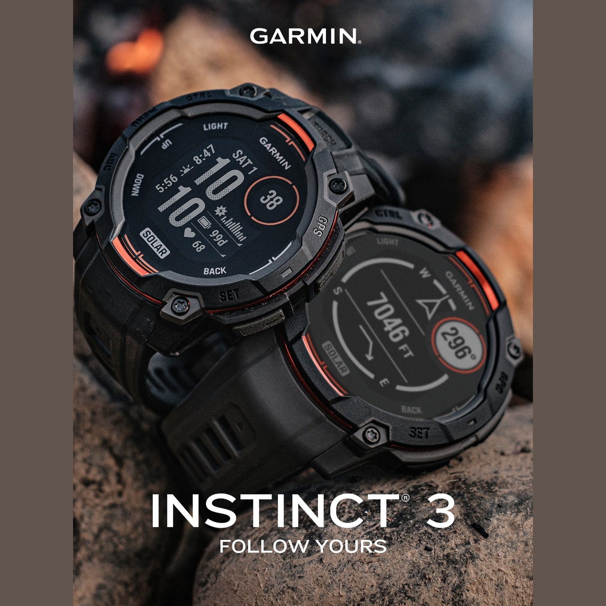 Garmin Instinct 3 50mm Outdoor GPS Smartwatch, 24 Days Battery Life Charcoal Bundle