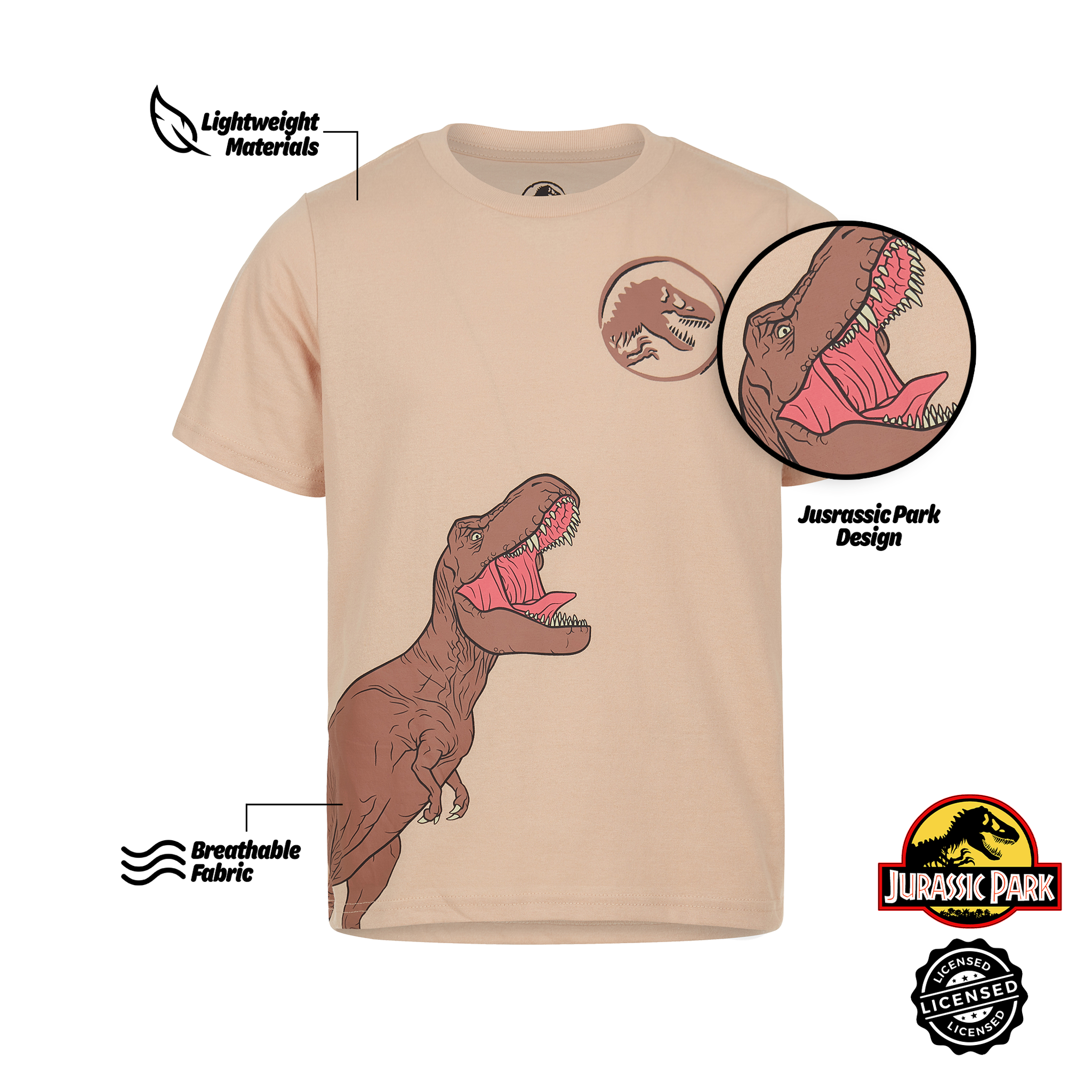 Jurassic World Park -Boys 4 Pack T-Shirt Graphic Short Sleeve Tee Size 5 UNIVERSAL