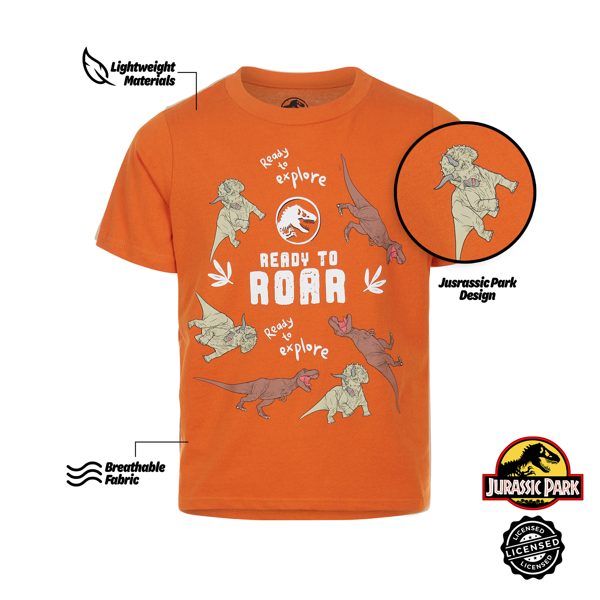 Jurassic World Park -Boys 4 Pack T-Shirt Graphic Short Sleeve Tee Size 5 UNIVERSAL
