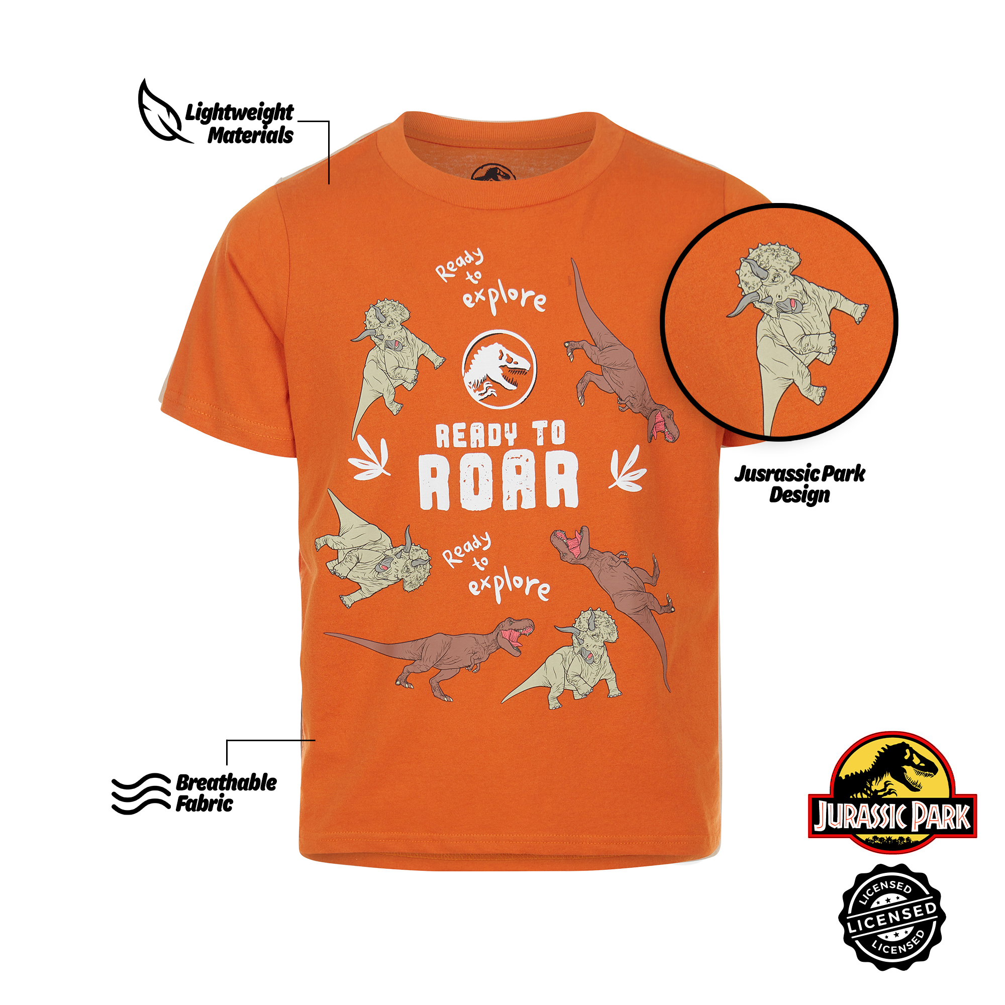Jurassic World Park -Boys 4 Pack T-Shirt Graphic Short Sleeve Tee Size 4T