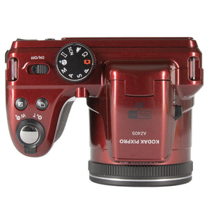 KODAK Pixpro Astro Zoom AZ405 Digital Camera Bridge, X40 Zoom, 24 mm Wide Angle, 20 Megapixels, LCD 3, Full HD 1080p Video, OIS, AA Battery - Red