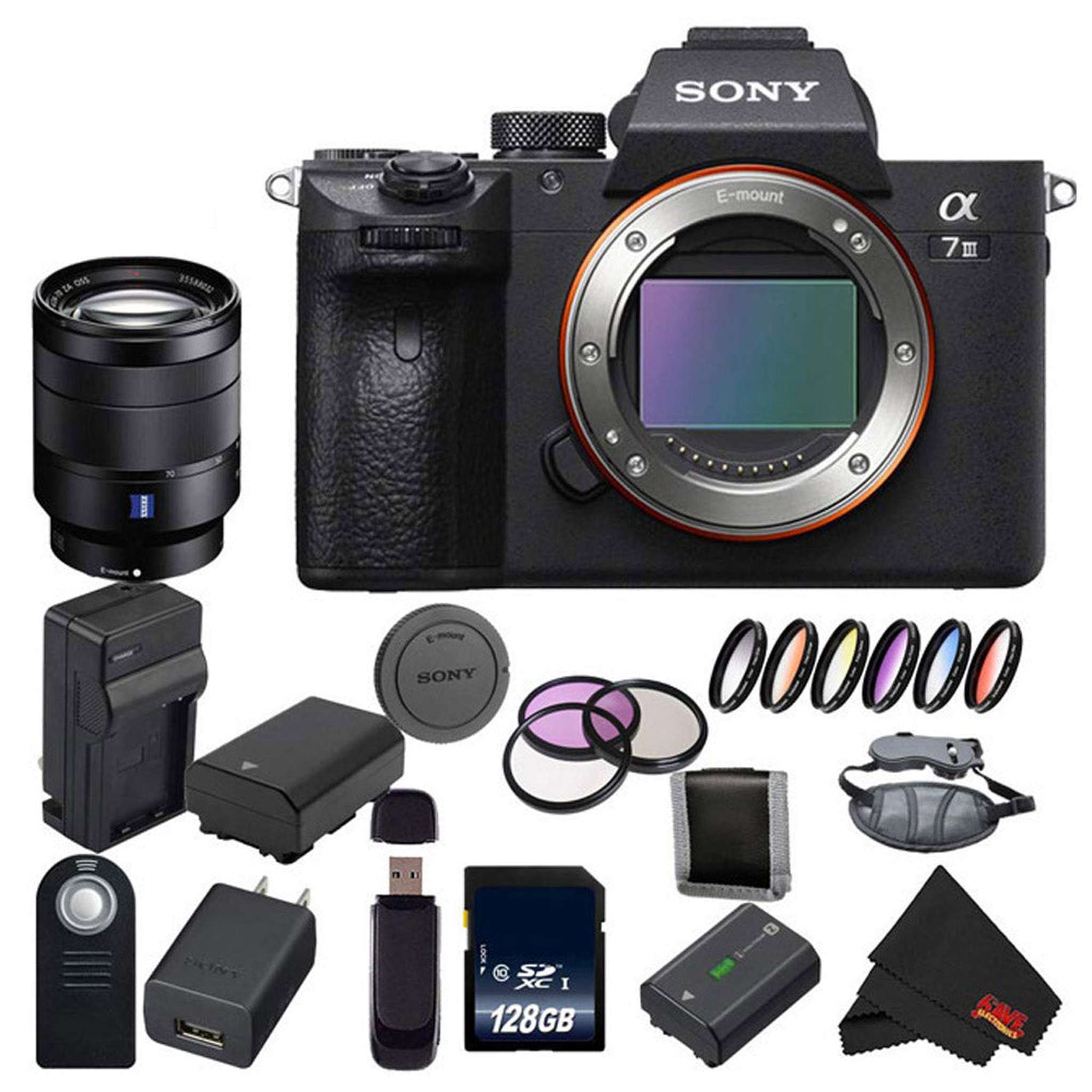 Sony Alpha a7 III ILCE7M3/B Mirrorless Digital Camera International Model + Sony 24-70mm Lens Base Bundle - Used Sony