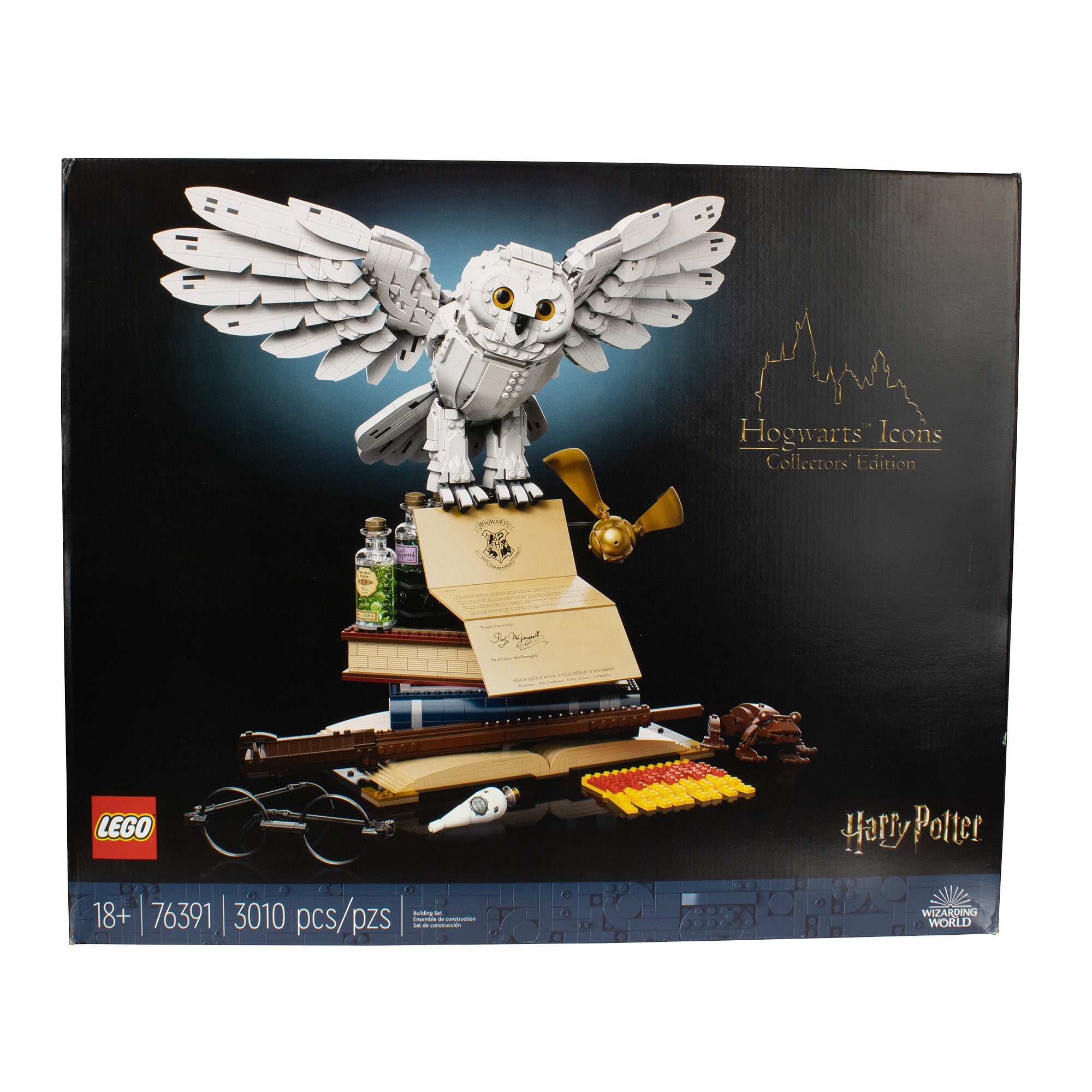 LEGO Harry Potter Hogwarts Icons - Collectors' Edition 76391 20th Anniversary Collectable Hedwig Owl Model, with 3 Exclusive Golden Minifigures: Dumbledore, McGonagall and Hagrid; Great Gift Idea