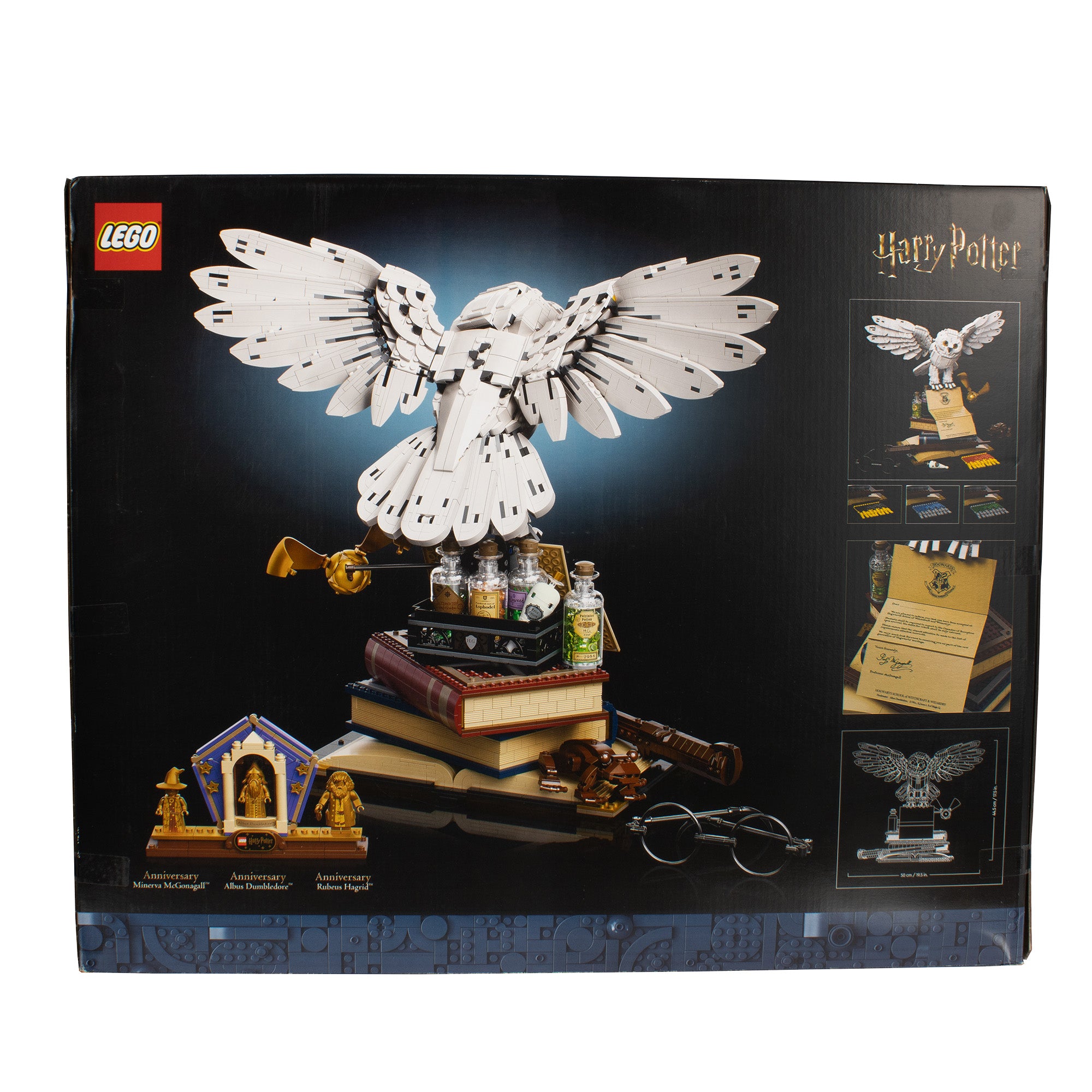 LEGO Harry Potter Hogwarts Icons - Collectors' Edition 76391 20th Anniversary Collectable Hedwig Owl Model, with 3 Exclusive Golden Minifigures: Dumbledore, McGonagall and Hagrid; Great Gift Idea