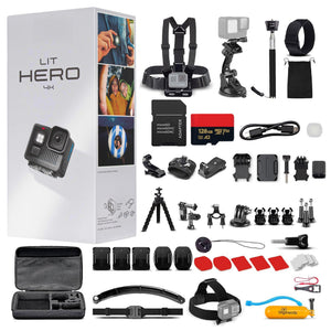 GoPro LIT HERO Compact - Waterproof Action Camera 50 In 1 Accessory + 128GB + More