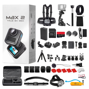 GoPro MAX2 360 Waterproof Action Camera + Accessory Kit + 64GB Memory Card