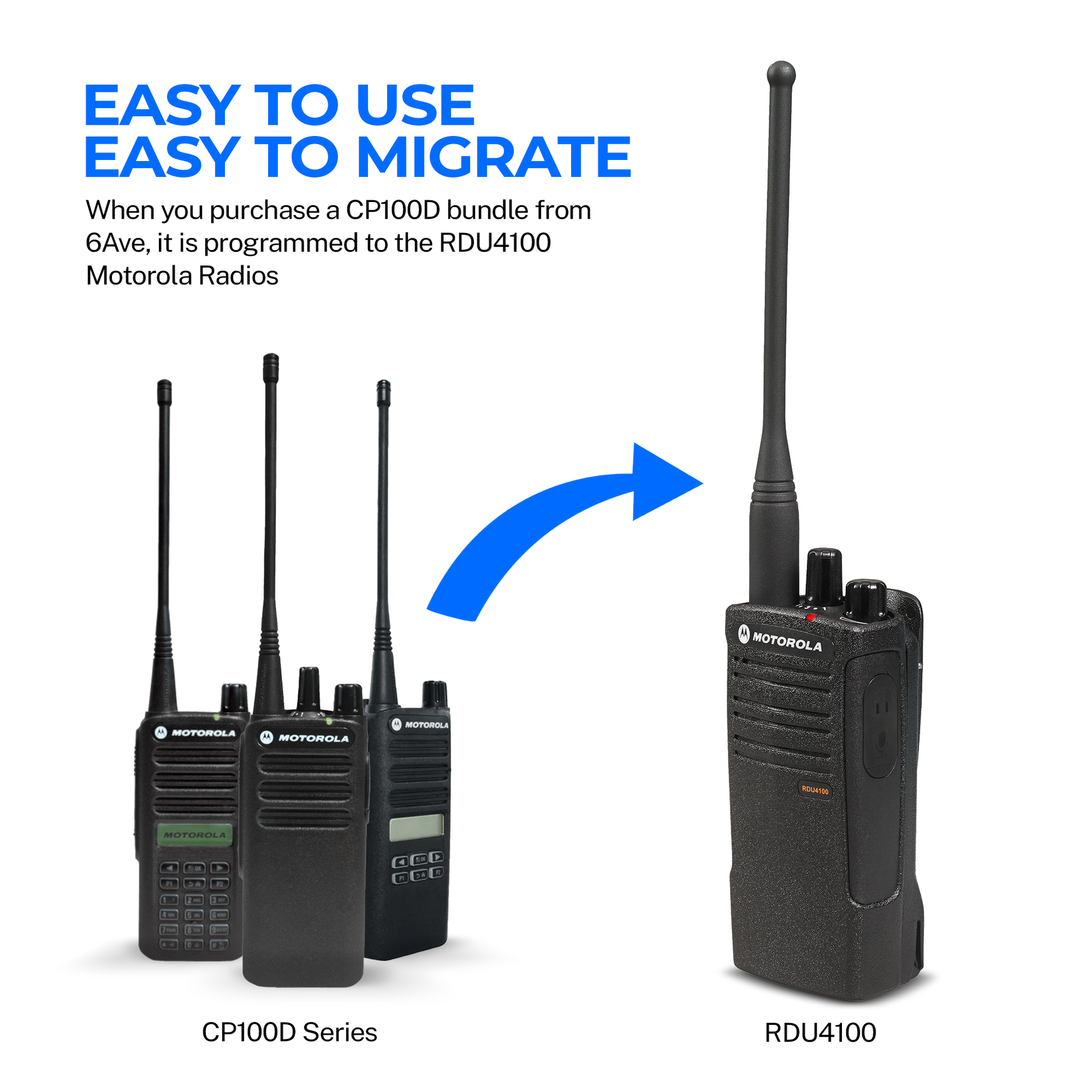 Motorola CP100D Analog UHF Portable Non-Display Two Way Radio, 16 Channel, - 4 Pack With Mic Bundle