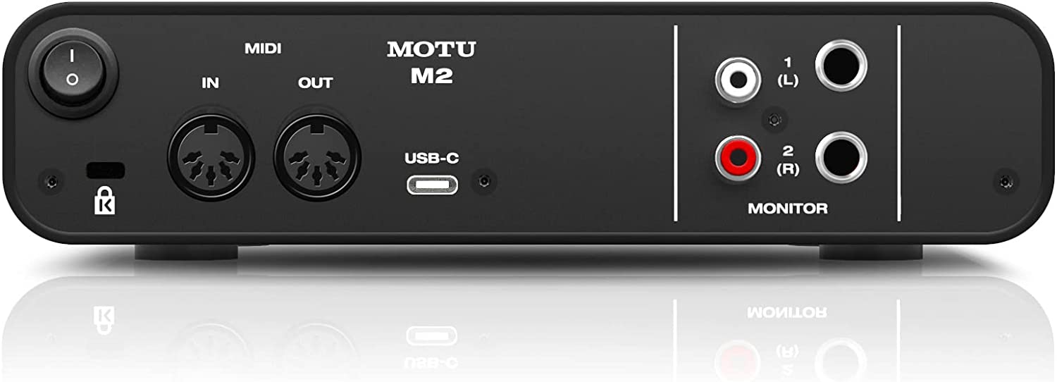 MOTU M2 2x2 USB-C Audio Interface Bundle with Headphone, XLR Cables, and 6Ave Cleaning Kit