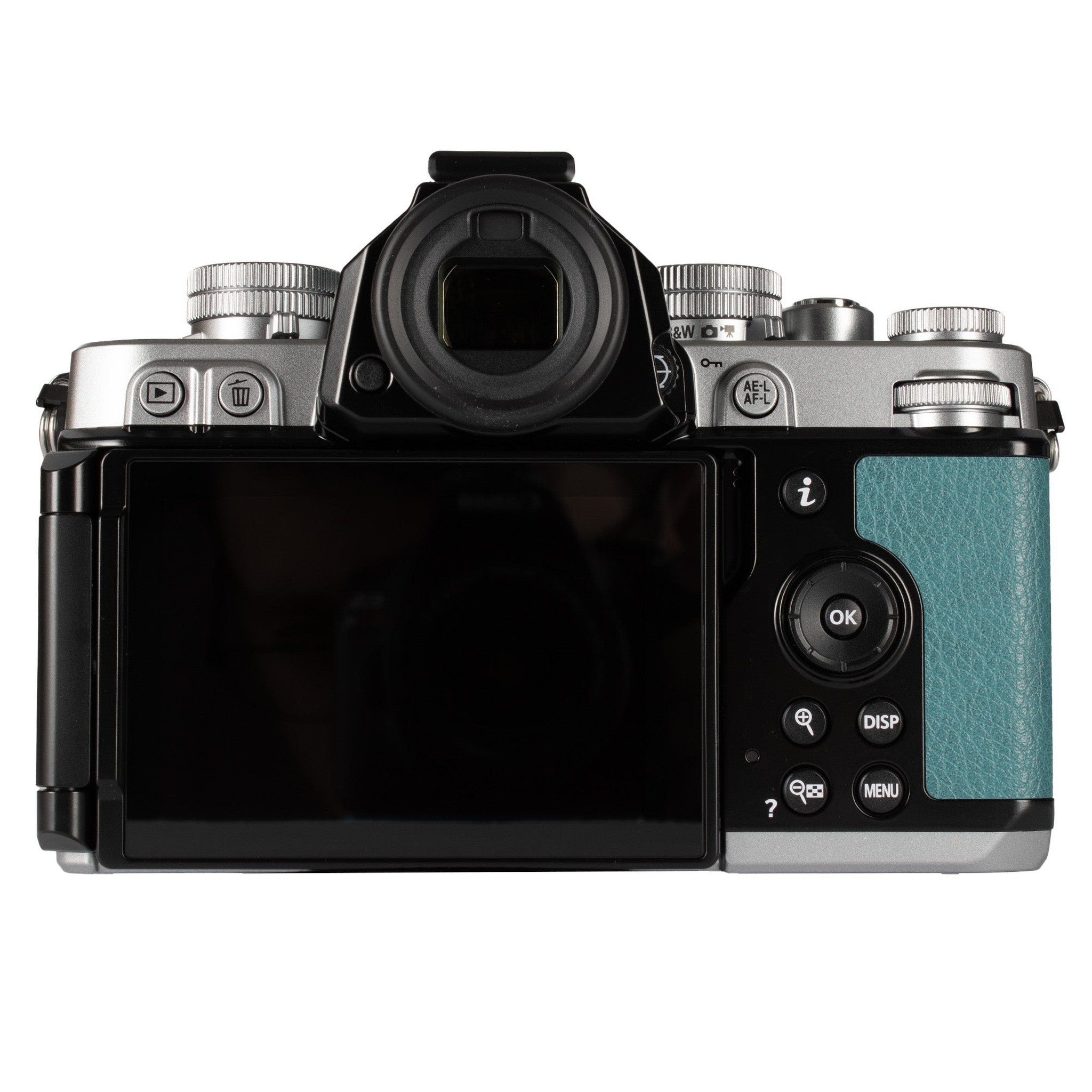 Nikon Zf Mirrorless Camera Body Only with 24.5MP Full-Frame BSI CMOS Sensor and EXPEED 7 Processor Silver and Teal Blue