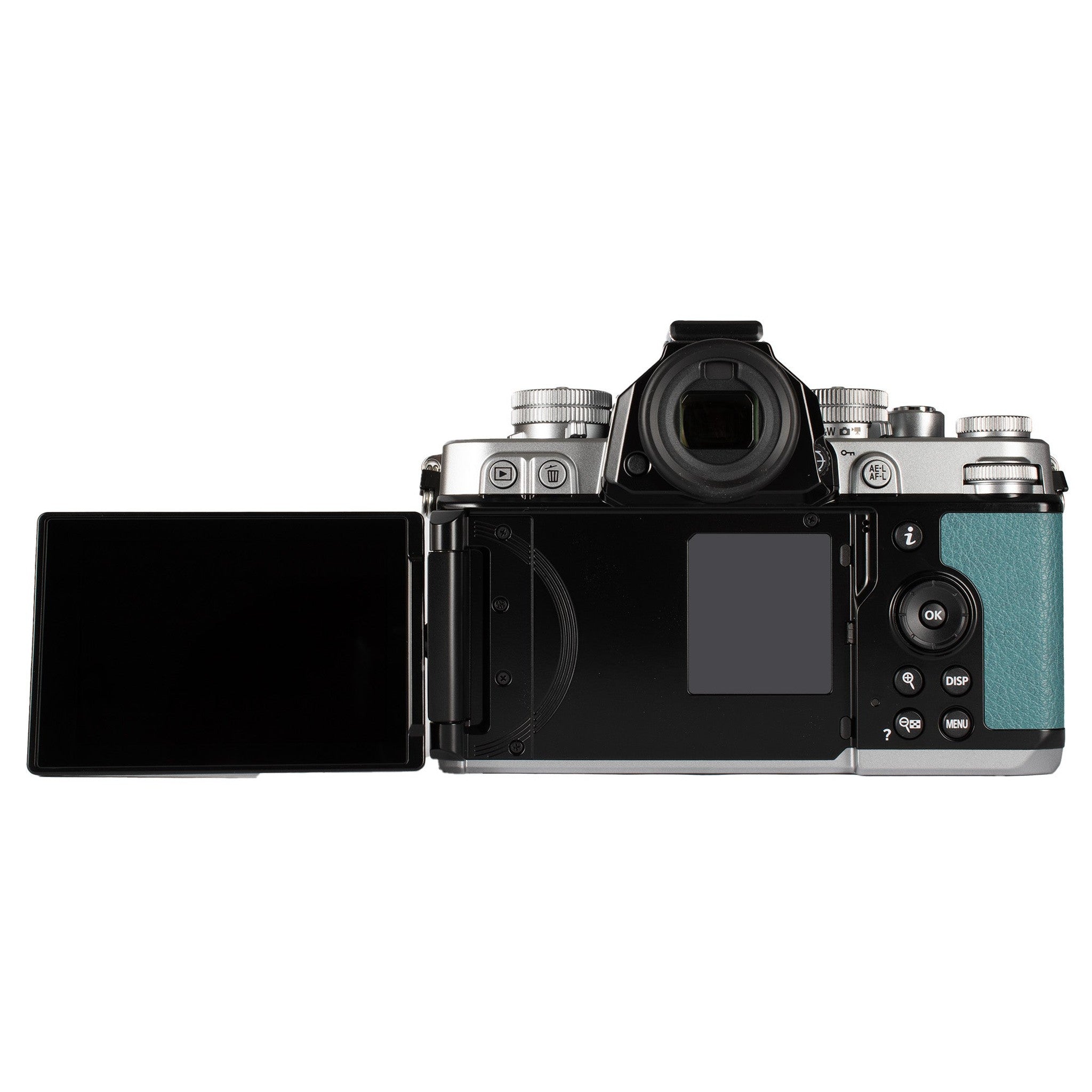 Nikon Zf Mirrorless Camera Body Only with 24.5MP Full-Frame BSI CMOS Sensor and EXPEED 7 Processor Silver and Teal Blue