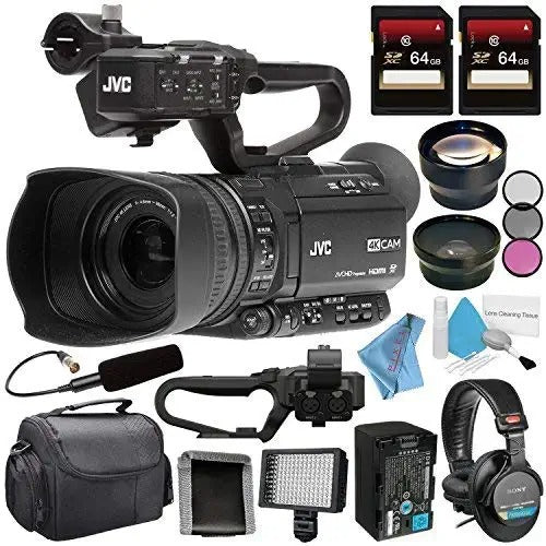 JVC GY-HM250 GY-HM250U UHD 4K Streaming Camcorder + 64GB SDXC Card + 62mm 3 Piece Filter Kit + 62mm Wide Angle Lens + 62