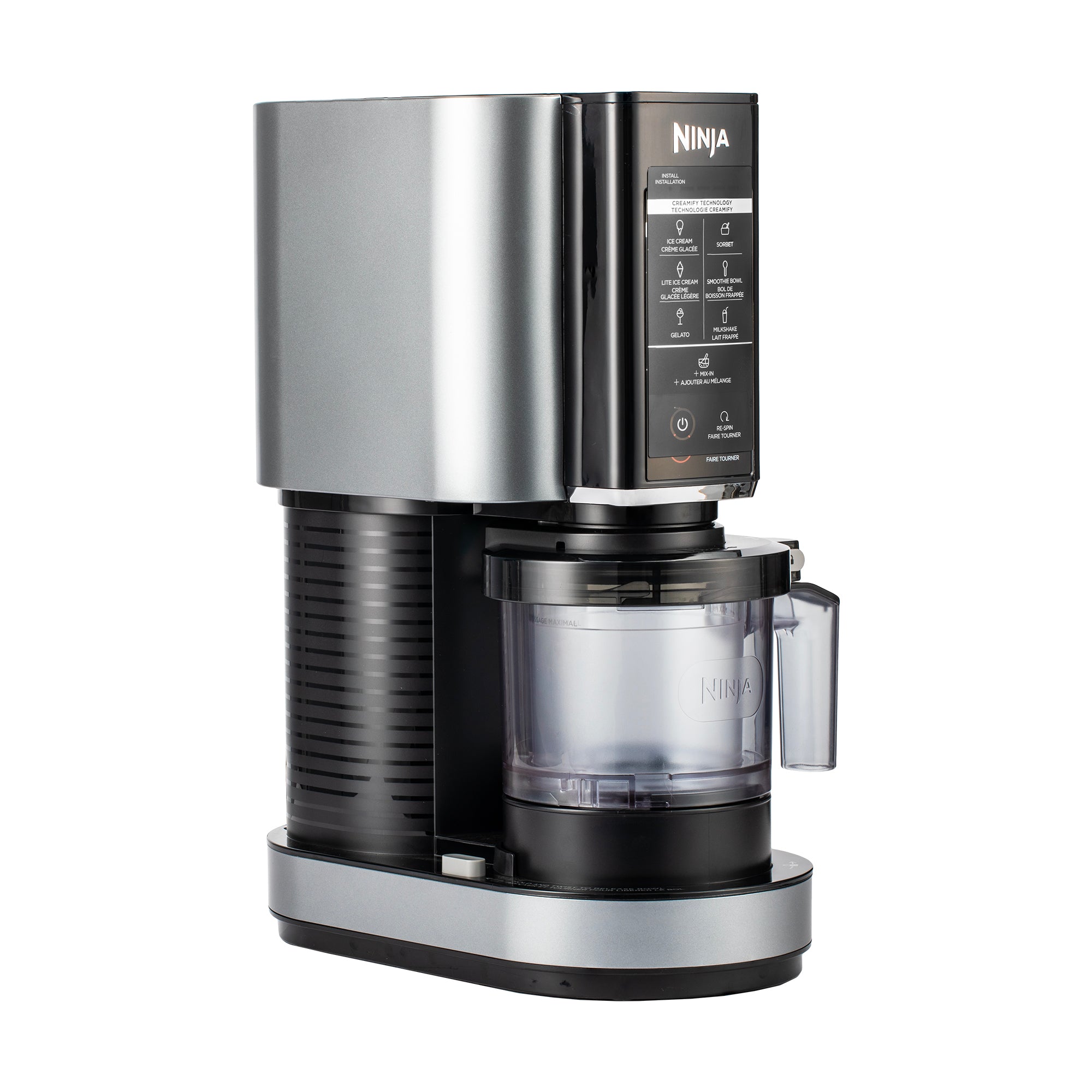 Ninja NC301 CREAMi Ice Cream Maker, for Gelato, Mix-ins, Milkshakes, Sorbet, Smoothie Bowls & More, 7 One-Touch Programs, with 2 Pint Containers & Lids, Compact Size, Perfect for Kids, Silver