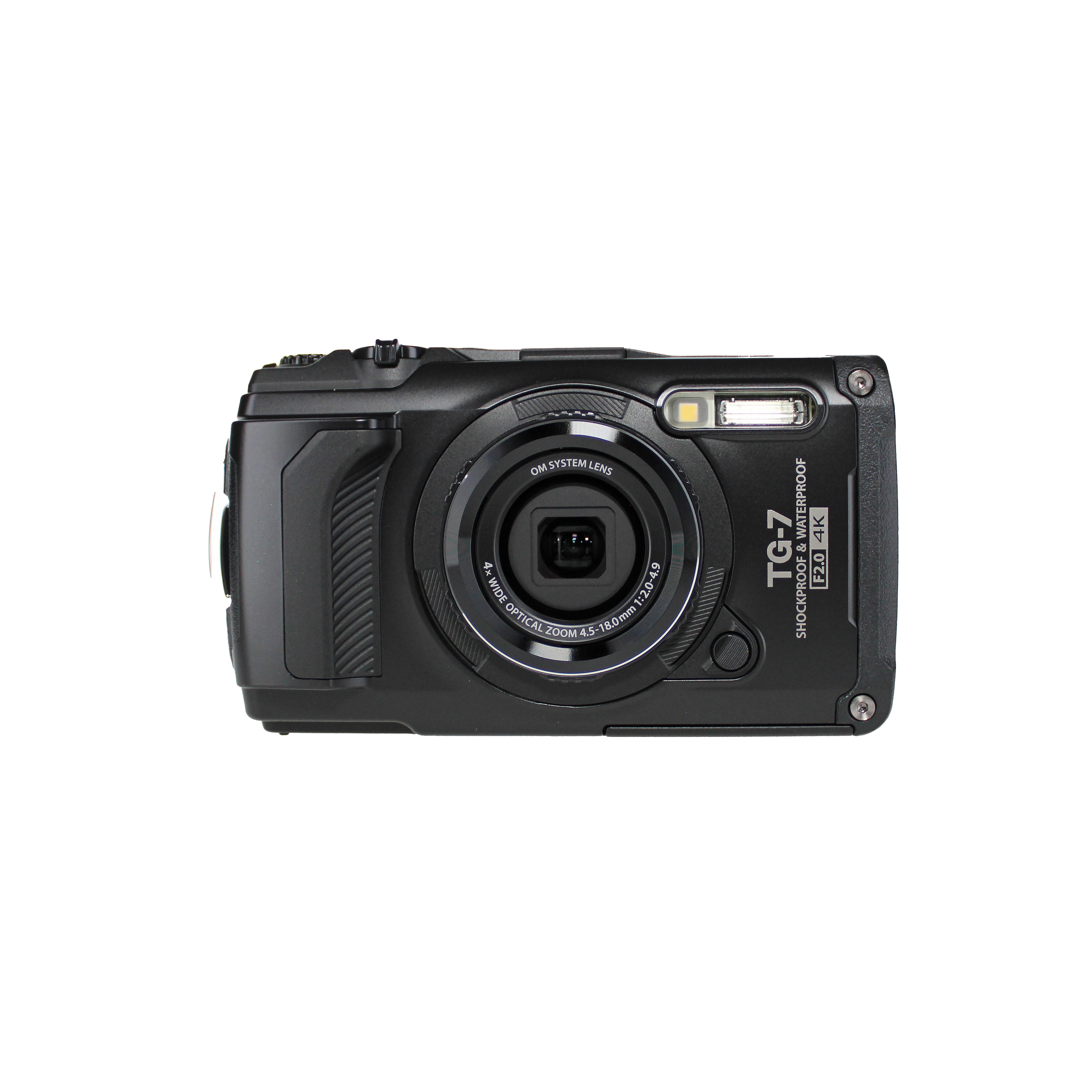 OM SYSTEM Tough TG-7 Black Waterproof Camera with 50 Piece Accessory Kit + Extra Battery + More