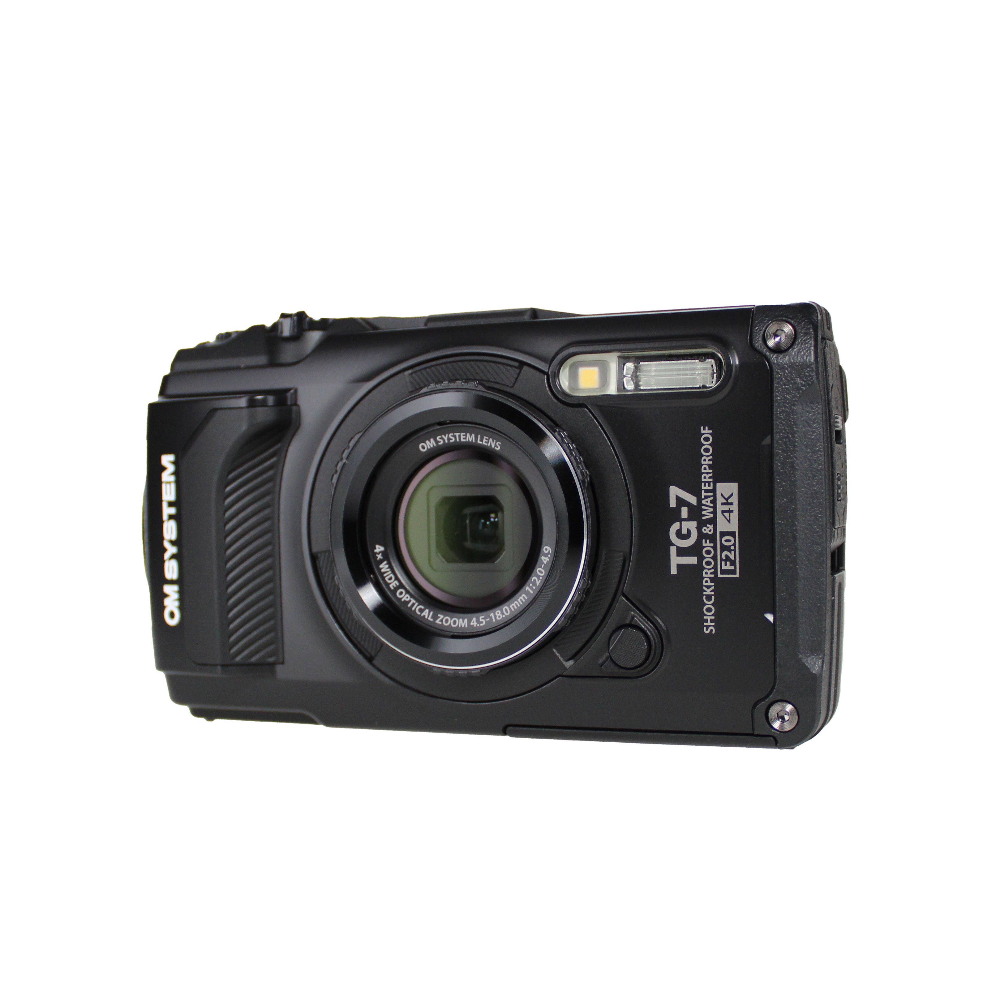 OM SYSTEM Tough TG-7 Black Waterproof Camera with 50 Piece Accessory Kit + Extra Battery + More