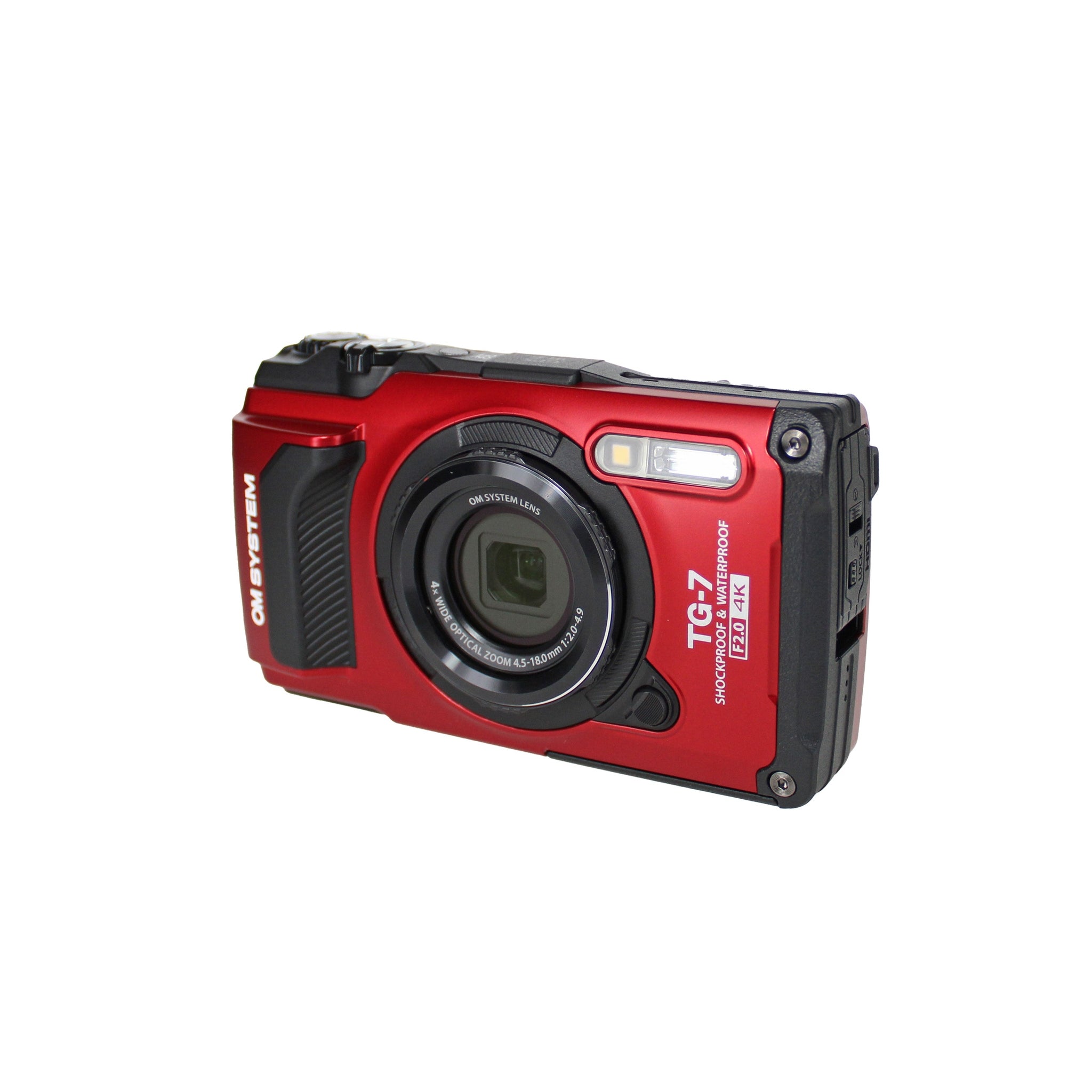 OM SYSTEM Tough TG-7 Red Waterproof Camera, W/ 50 Piece Kit + Extra Battery + More OM SYSTEM