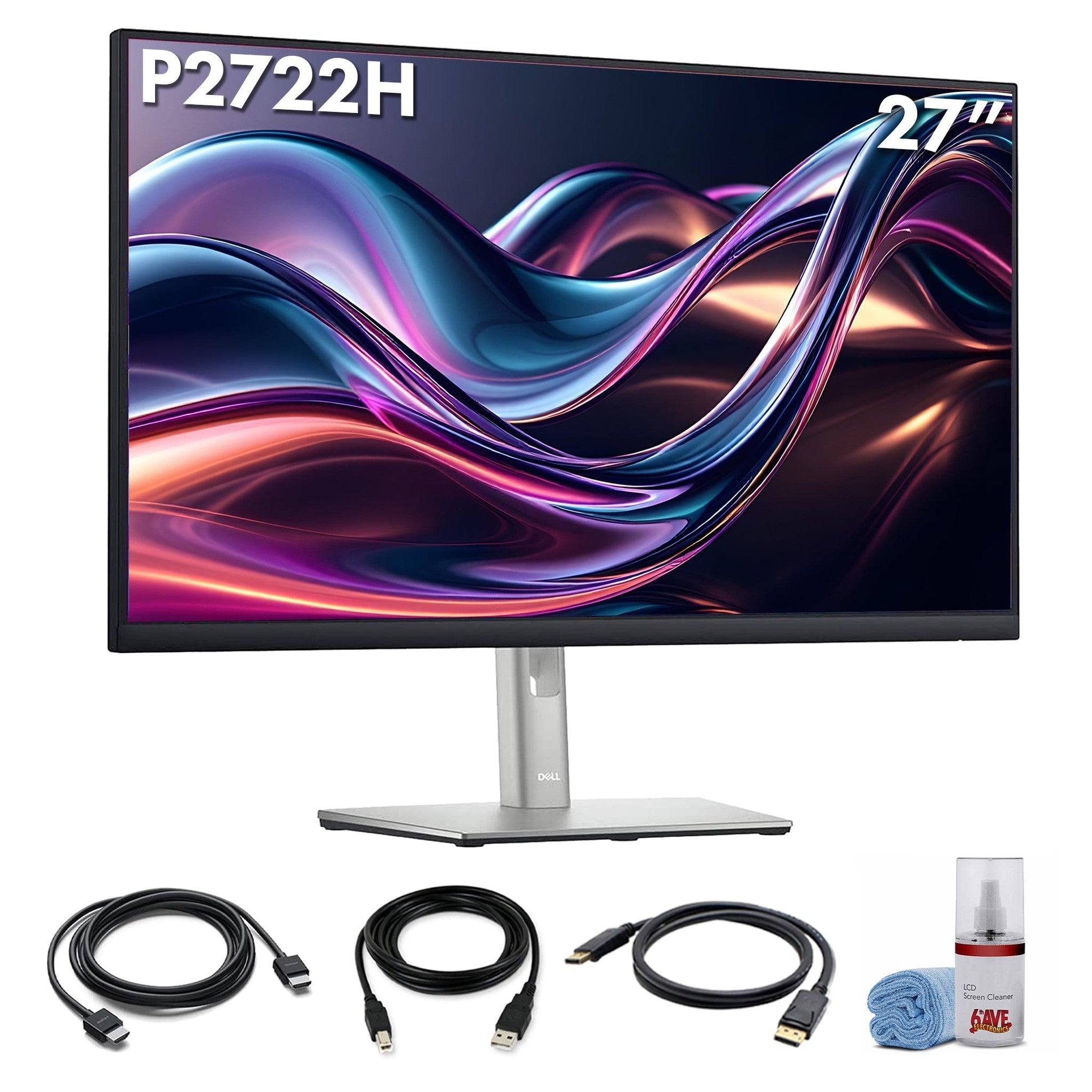 Dell P2722H 27" Full HD 1080p, 16:9 IPS Monitor + HDMI Cable + More