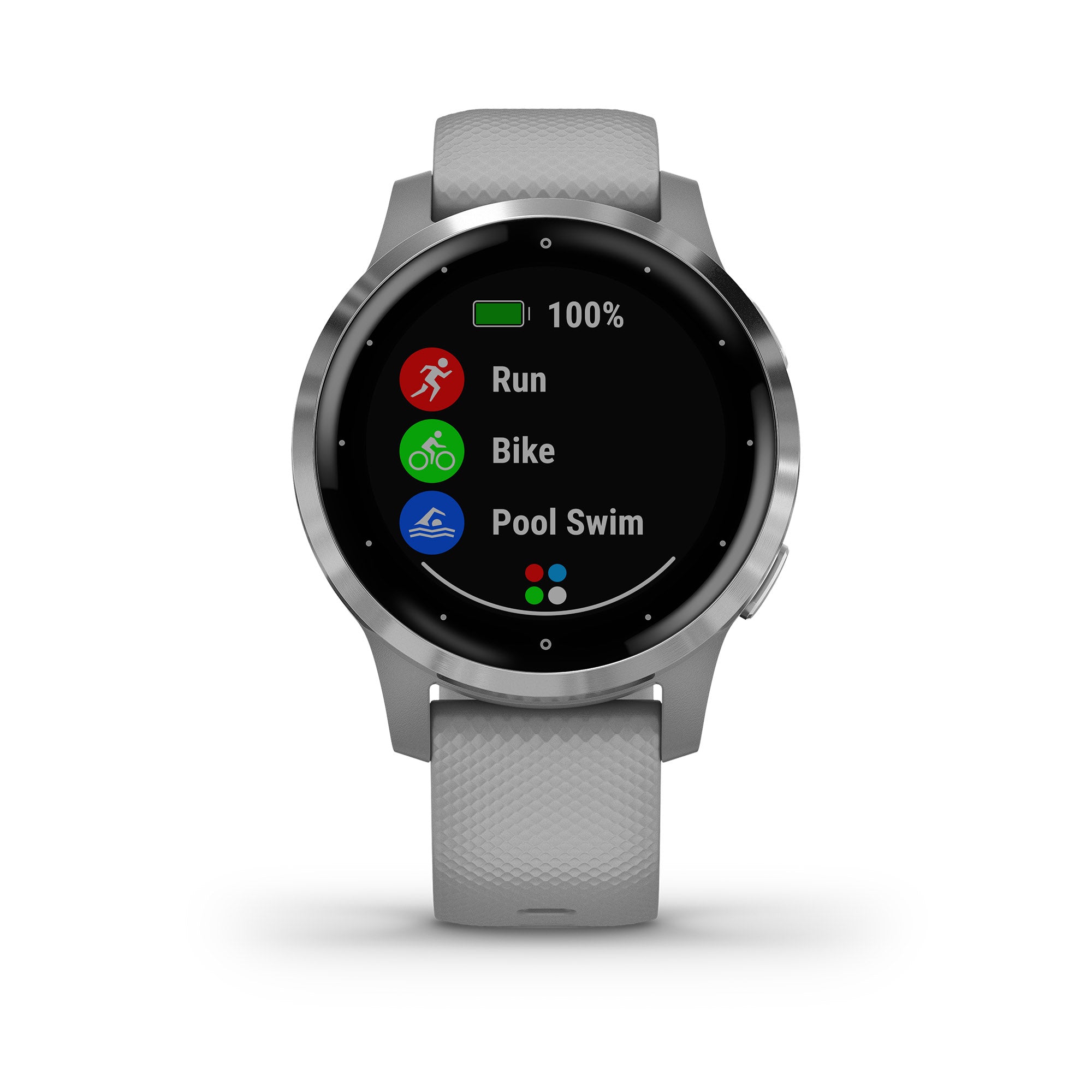 Garmin vivoactive 4S, Smaller-Sized GPS Smartwatch, Features Music, Body Energy Monitoring, Animated Workouts, Pulse Ox Sensors and More, Silver with Gray Band