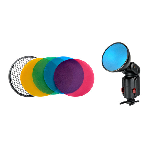 Godox AD-S11 Color Filter Gel Pack with Honeycomb Grid Cover Reflector Kit for Witstro Flash AD200 AD180 AD360II