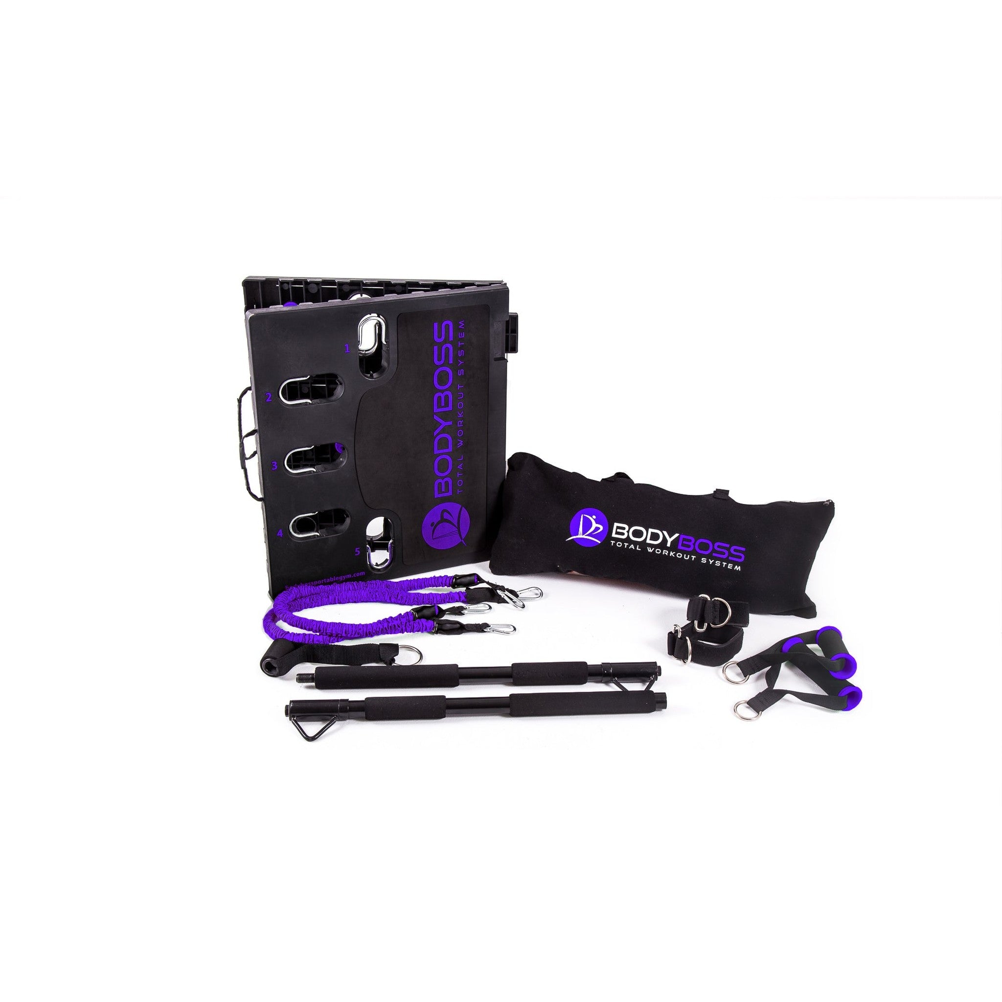 BodyBoss Home Gym 2.0 - Full Portable Gym Home Workout Package - PKG4-Purple