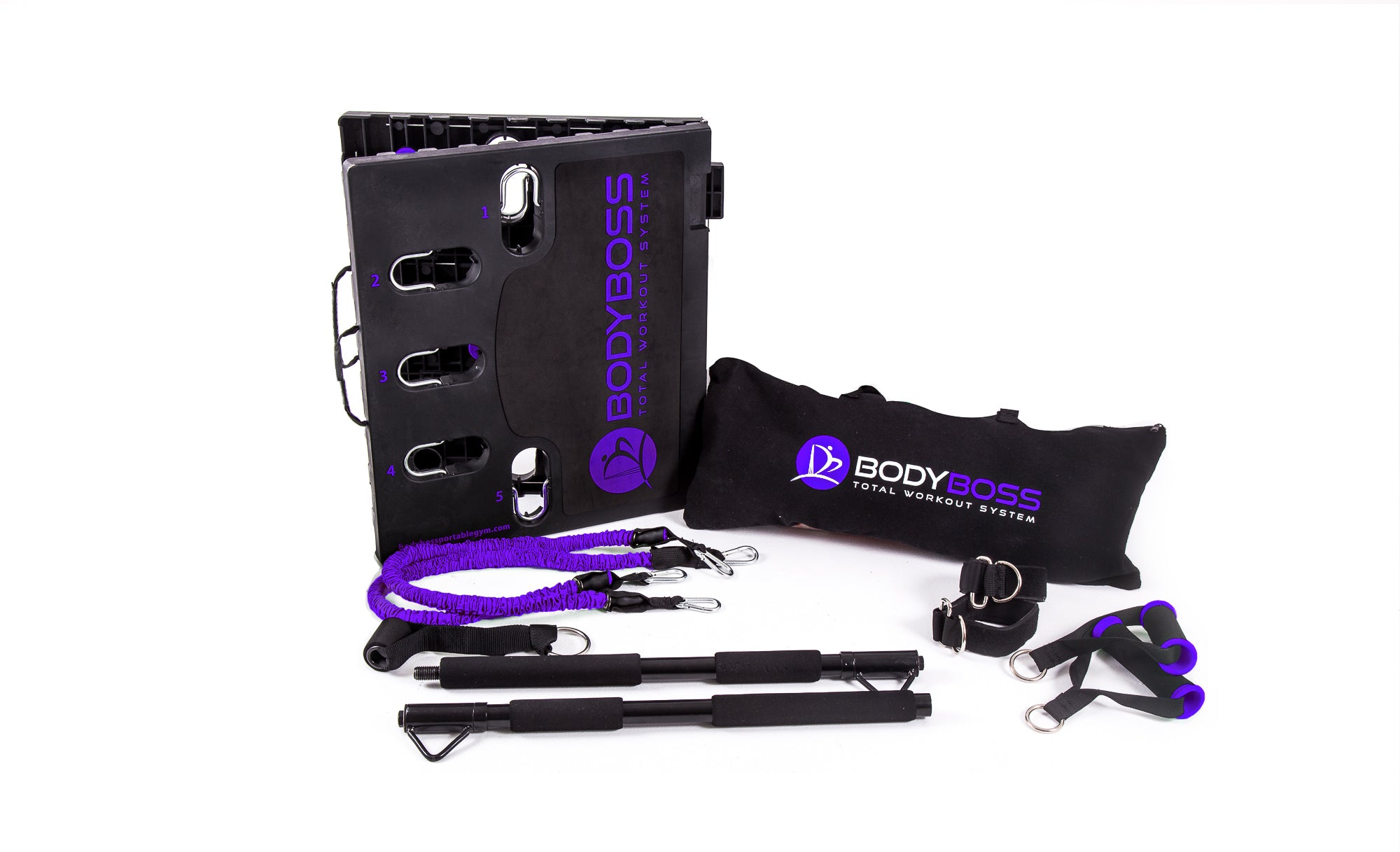 BodyBoss Home Gym 2.0 - Full Portable Gym Home Workout Package, Purple