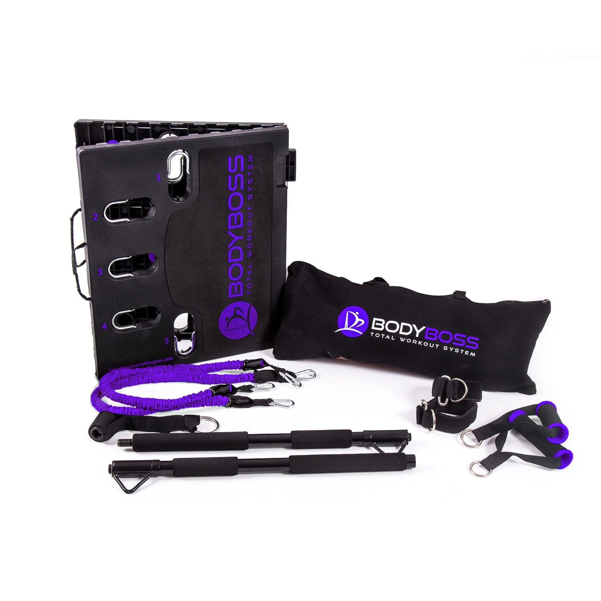 BodyBoss Home Gym 2.0 - Full Portable Gym Home Workout Package, Purple