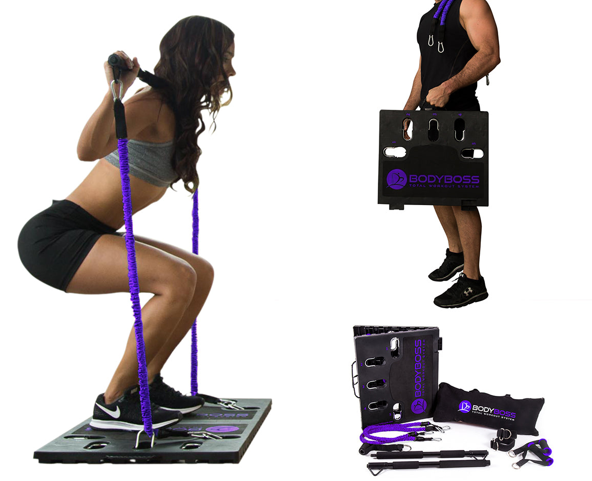 BodyBoss Home Gym 2.0 - Full Portable Gym Home Workout Package - PKG4-Purple