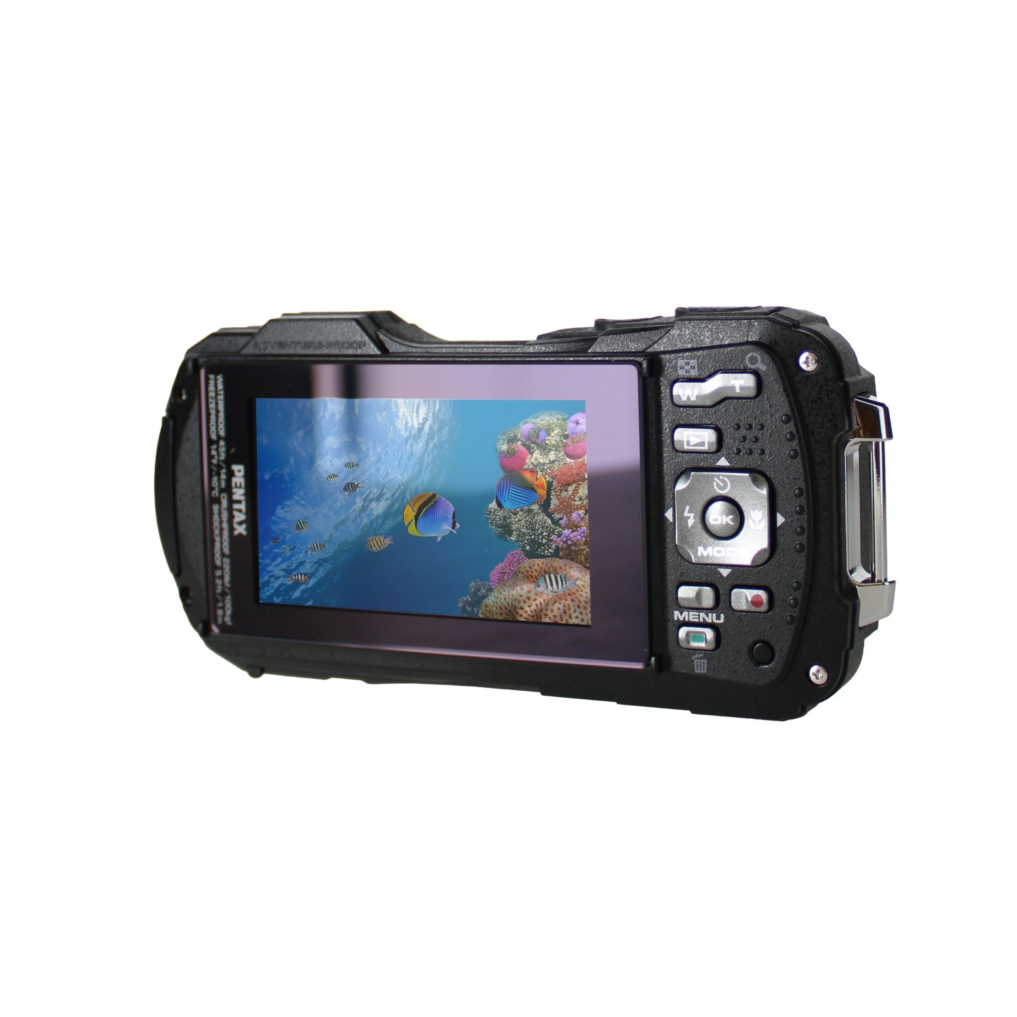 PENTAX WG-90 Black Waterproof Camera, Shockproof, Dustproof, Freezeproof, Built-in 6-LED Ring Light for Macro Photography, Underwater Shooting Mode