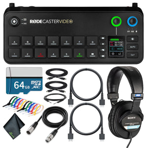 RODECaster Video All-in-One Production Console + Studio Headphones + More Bundle