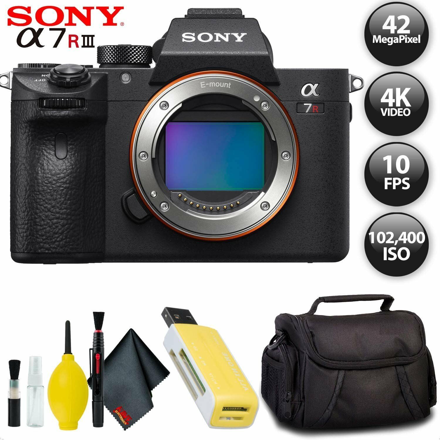 Sony Alpha a7R III Mirrorless Digital Camera + 32GB Memory Card Base Kit with Accessories