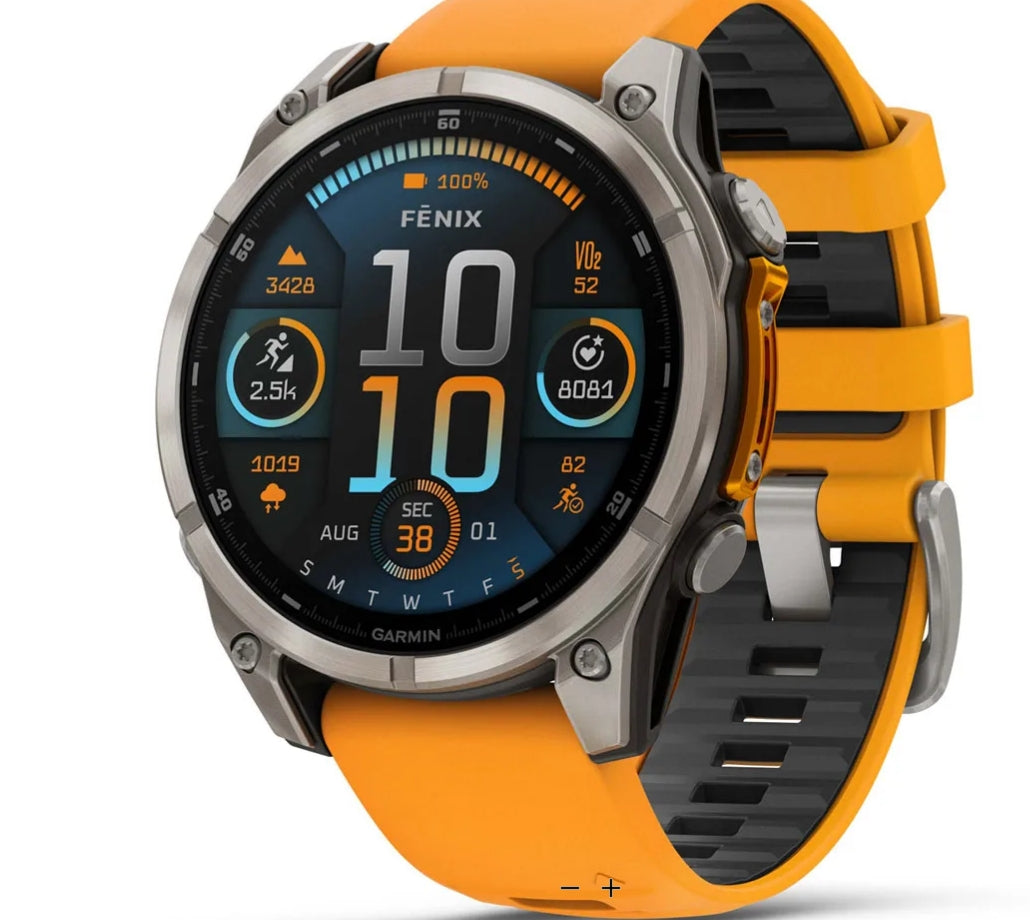 Garmin fēnix® 8, 47 mm, AMOLED, Sapphire, Titanium with Spark Orange/Graphite Silicone Band